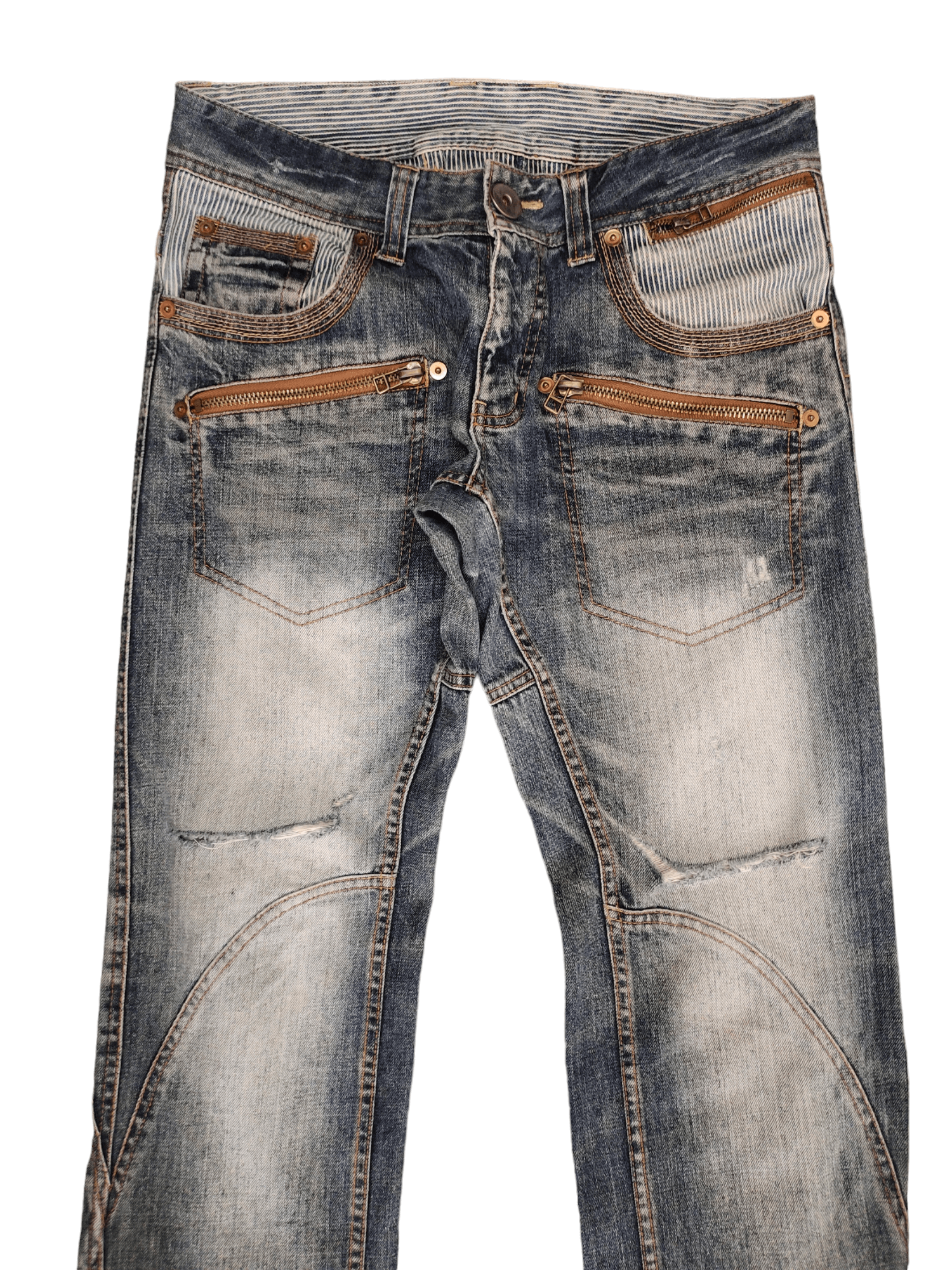 Comme des Garcons × Undercover Made In Heaven Distress Spiral Cut Denim Jean Y2k Streetwear Size US 33 - 2 Thumbnail