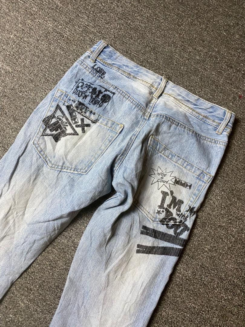 Japanese Brand Vintage Pink Latte Destroyed Embroidered Jeans (149) Size US 28 / EU 44 - 7 Thumbnail