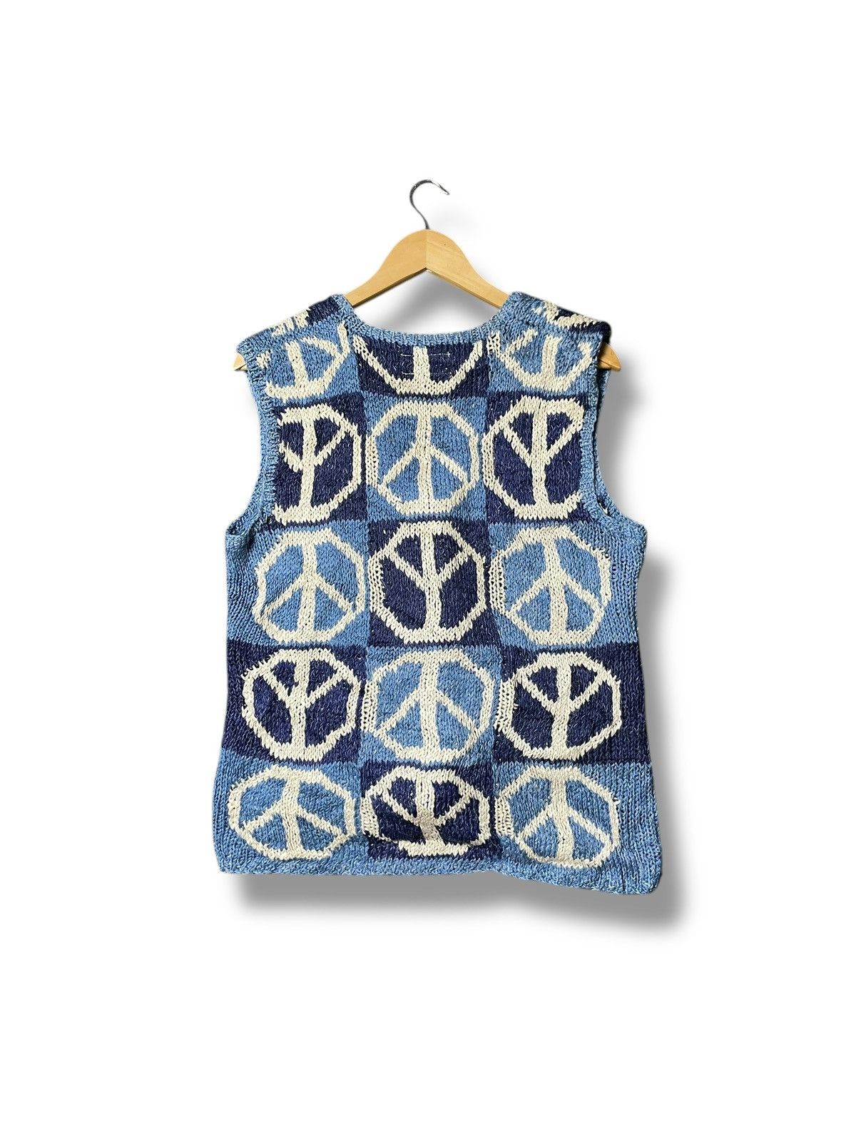 Japanese Brand × Vintage H.R Market Peace Patterned Knit Vest (43) Size US M / EU 48-50 / 2 - 6 Thumbnail