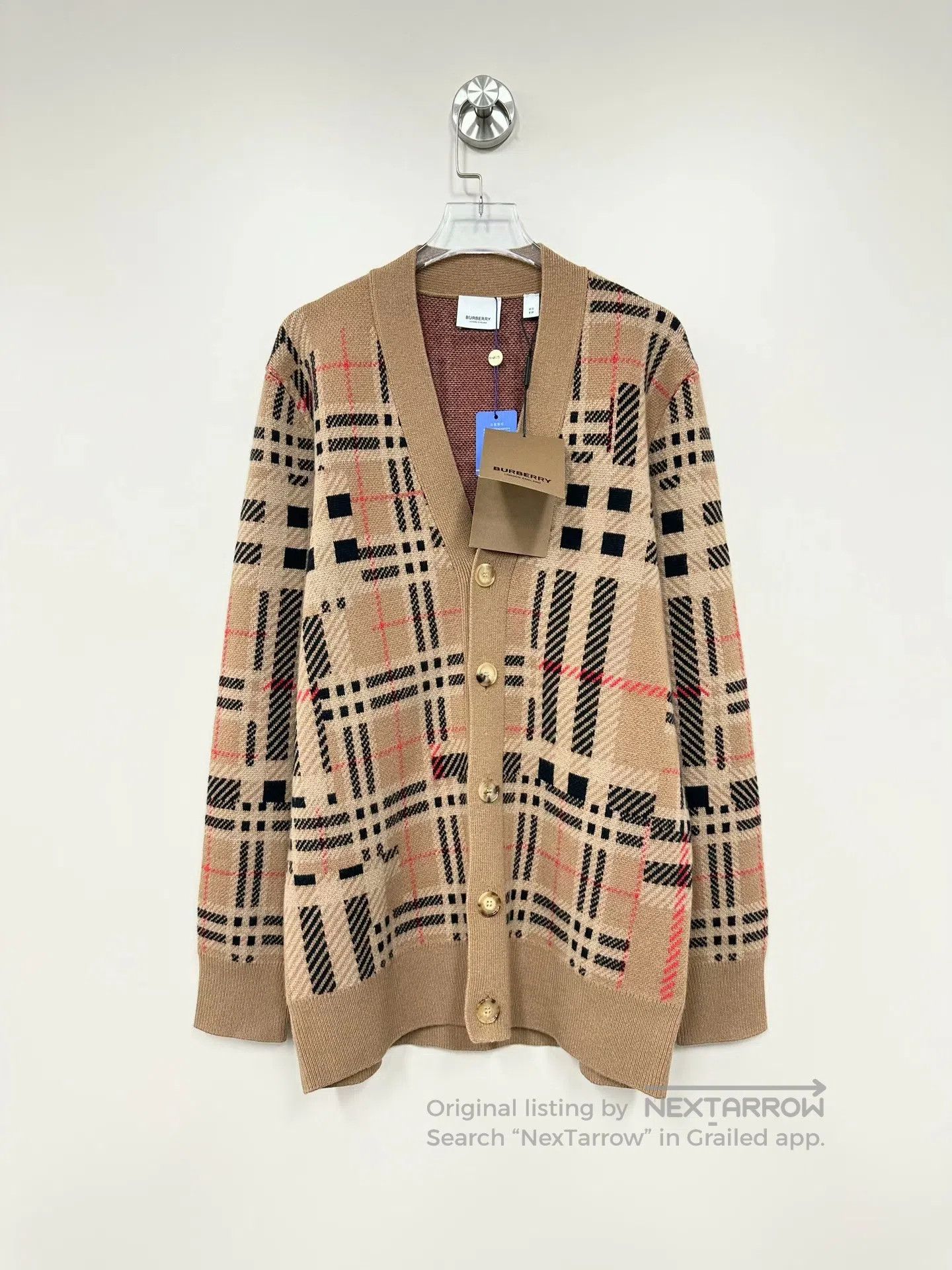 Burberry Burberry Beige checkered cashmere cardigan jacket| Size XS / US 0-2 / IT 36-38 - 1 Thumbnail