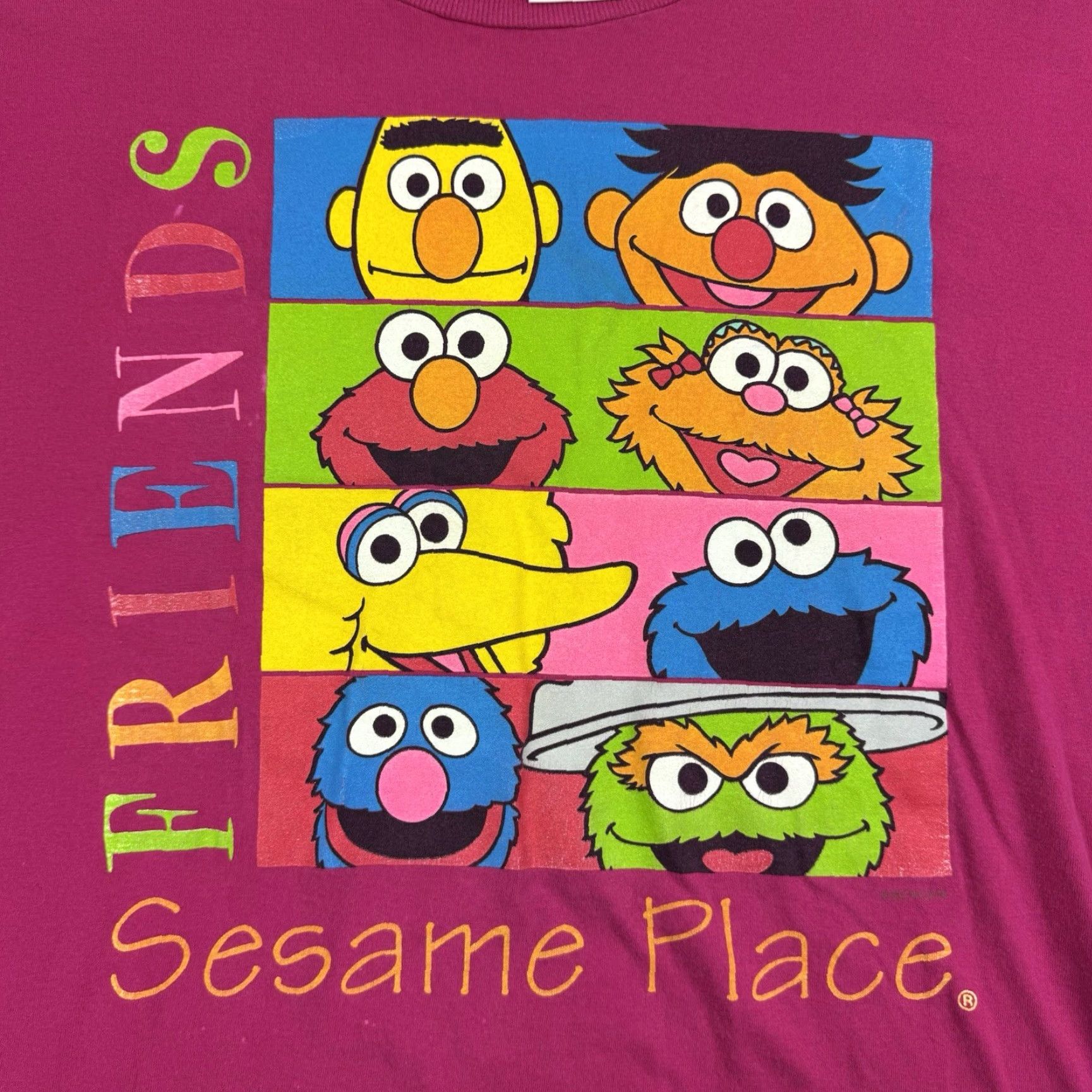 Tultex Vintage Sesame Street T Shirt Adult XL Pink Cartoon 90s Friends Crew Neck Men Size US XL / EU 56 / 4 - 3 Thumbnail