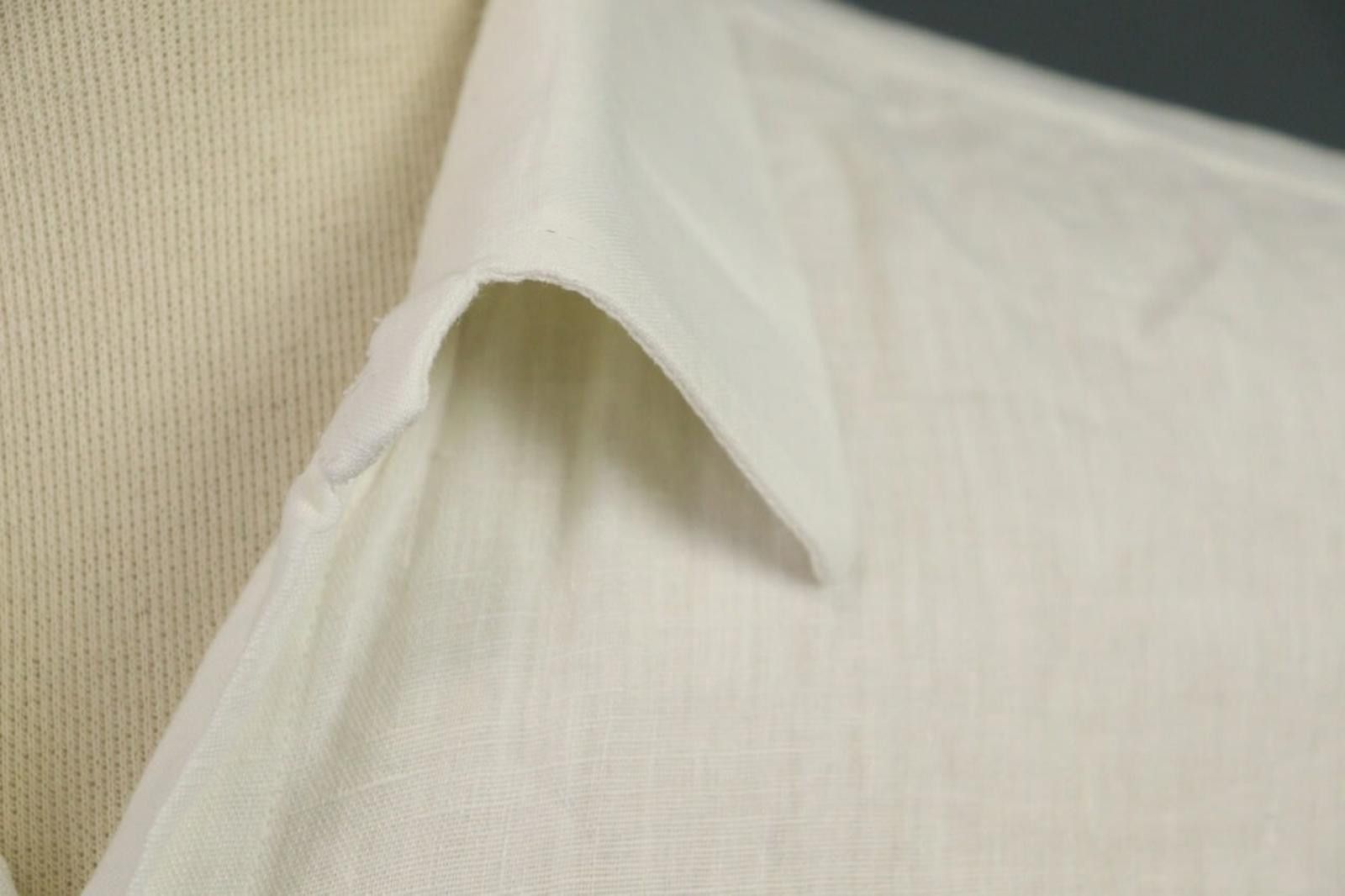 120% Lino 120% Lino White Collared Chest Pocket Button Down Shirt Size US M / EU 48-50 / 2 - 9 Thumbnail