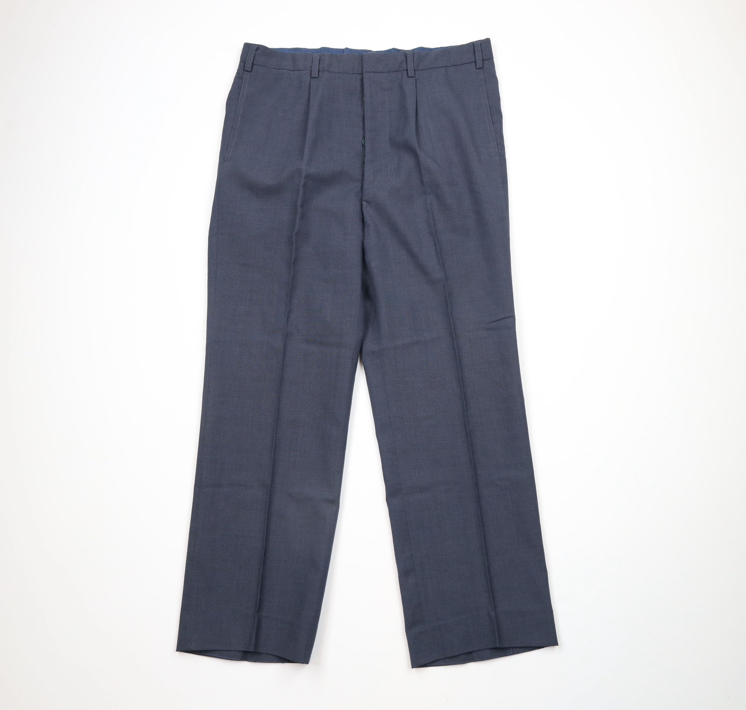 Vintage 30s 40s Button Fly Chinos Trousers Slacks Blue USA