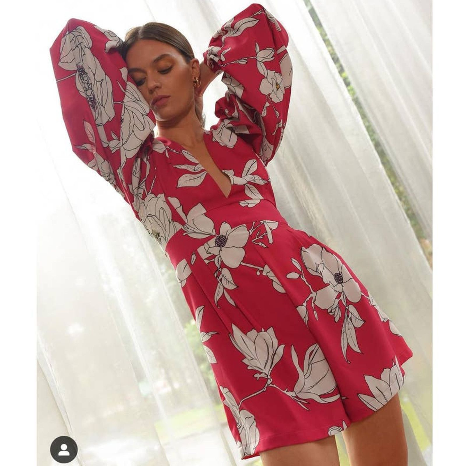 image of New Anthropologie Nmz Deep-V Printed Romper $228 Pink M, Women's (Size 32)