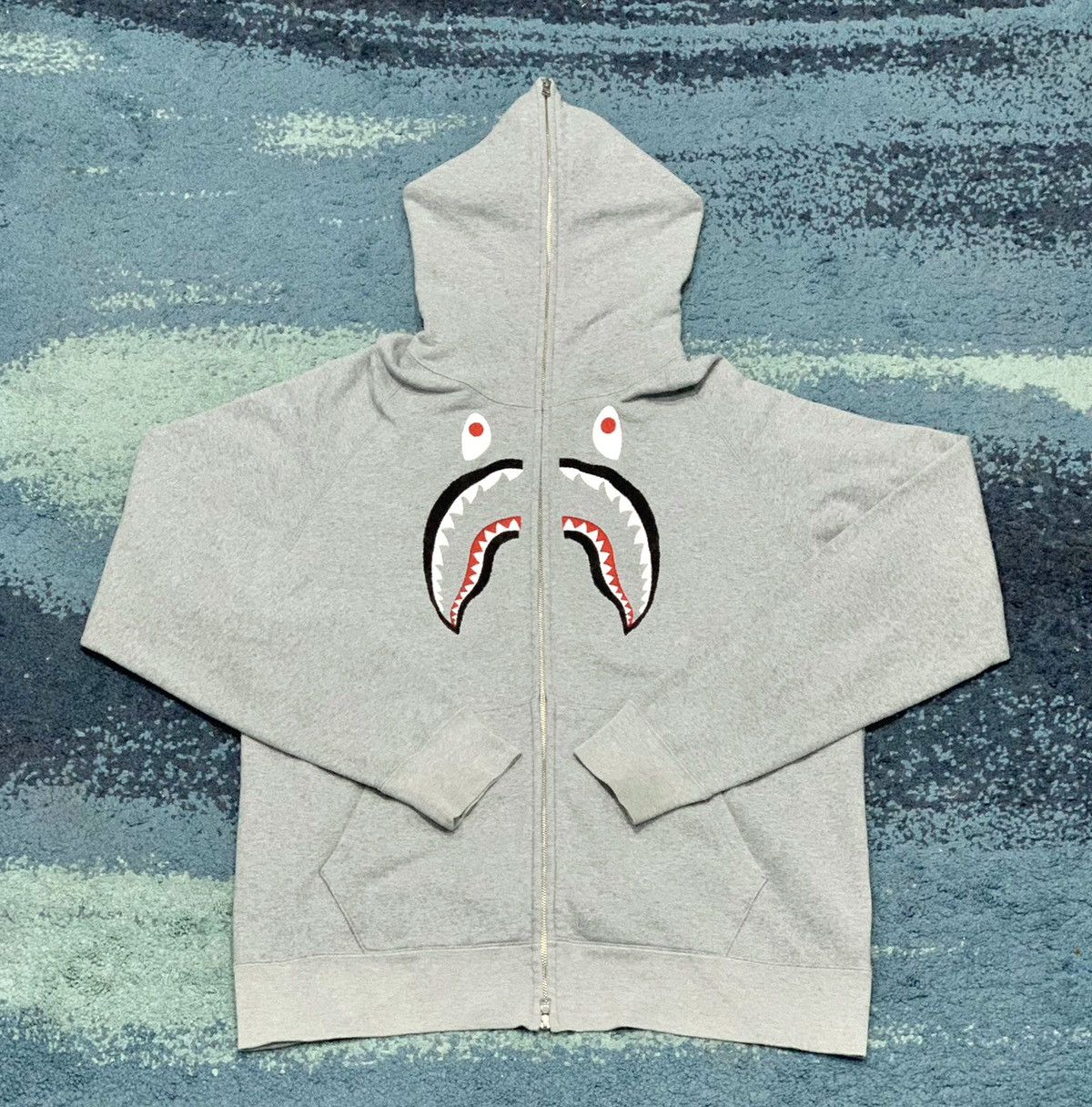 image of A Bathing Ape Bape Shark Fullzip Embroidery in Grey, Men's (Size 2XL)