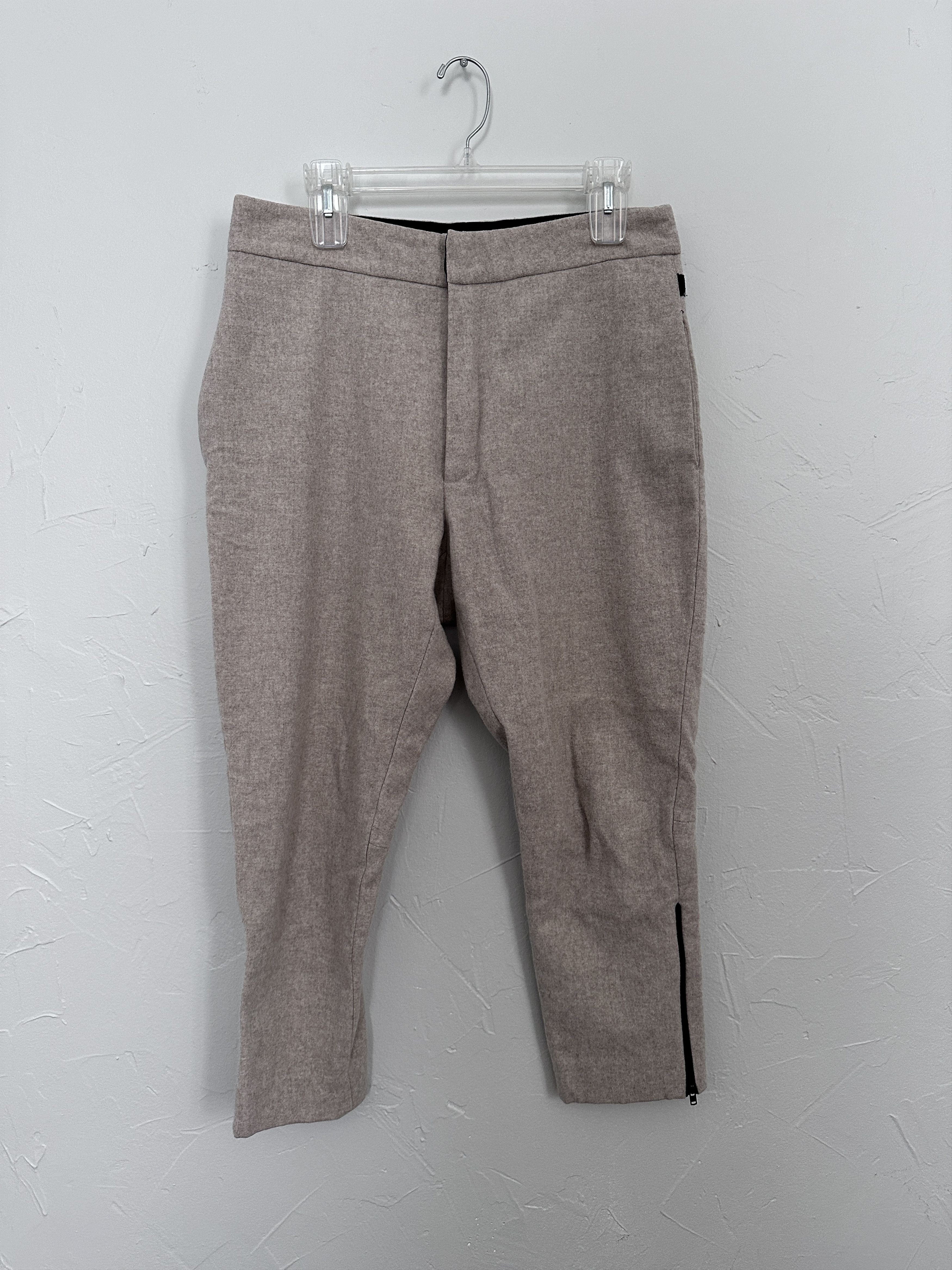 image of Peir Wu Wool Cropped Moto Pants in Off White, Men's (Size 32)