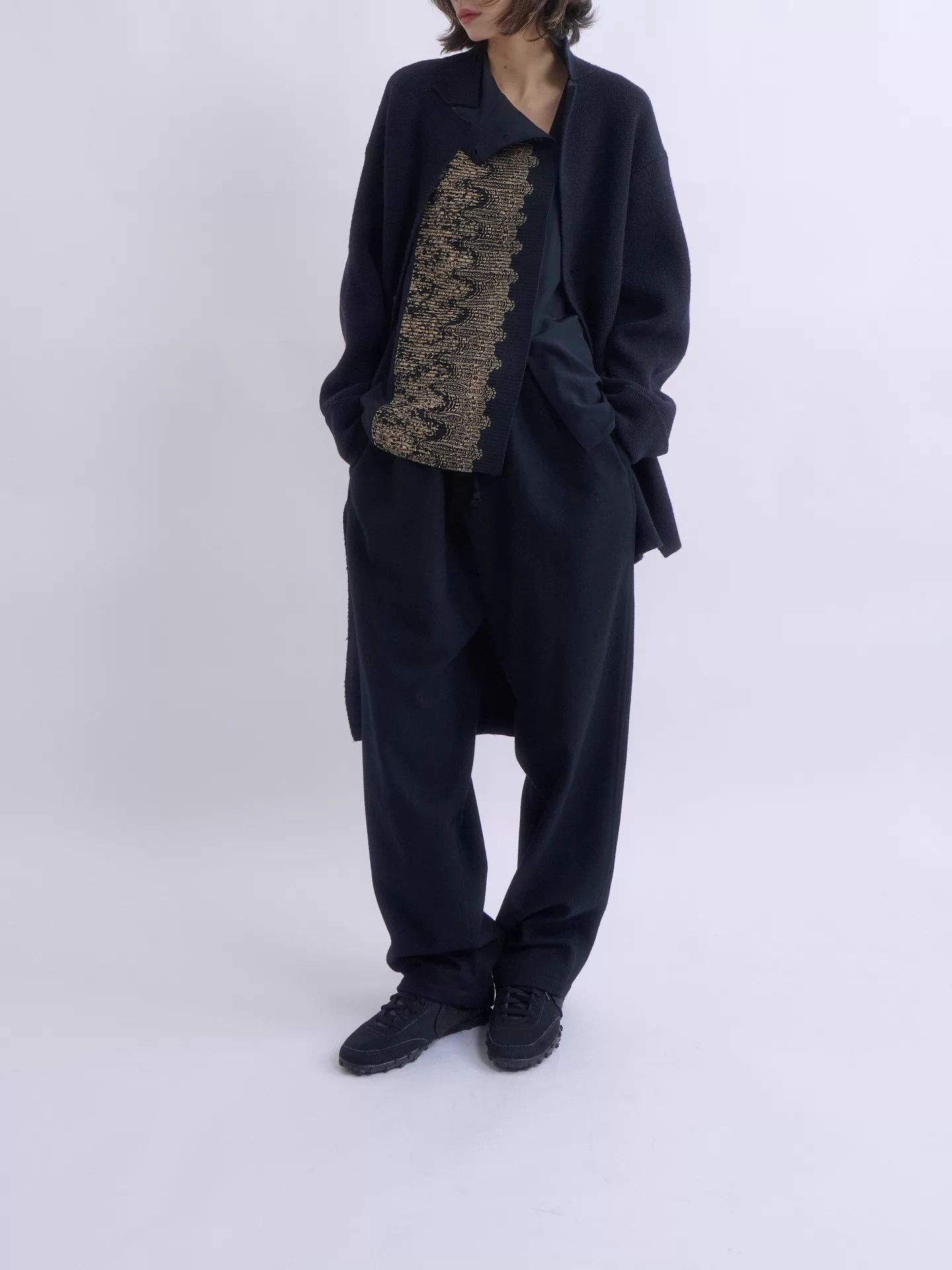 Yohji Yamamoto YOHJI YAMAMOTO 2015AW Men's Black Asymmetric Knit Jacket Size US L / EU 52-54 / 3 - 5 Thumbnail