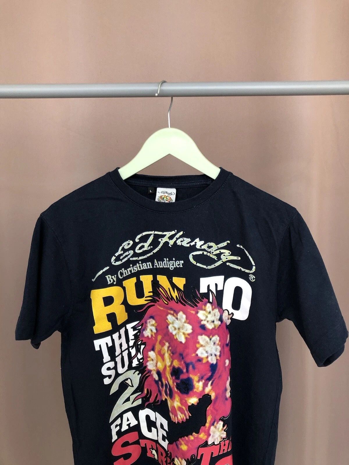 Ed Hardy Ed Hardy Christian Audigier Big Logo T-Shirt Mens Size M/L Size US L / EU 52-54 / 3 - 2 Thumbnail
