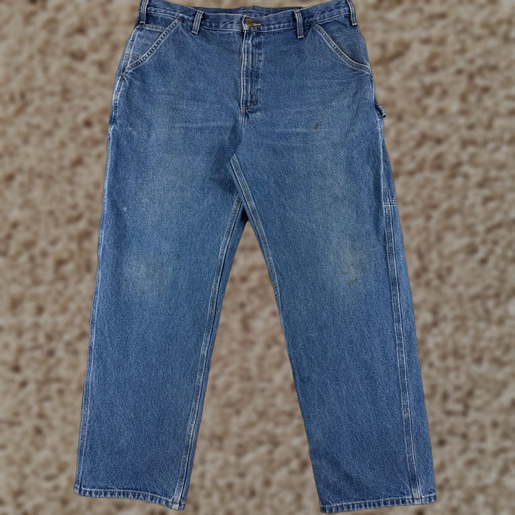 Carhartt Carhartt Jeans Adult 40 Blue Denim 5-Pocket Design Regular 40x32 Straight Cargo Cotton Read 40x32 Mens Vintage No Size US 40 / EU 56 - 1 Thumbnail