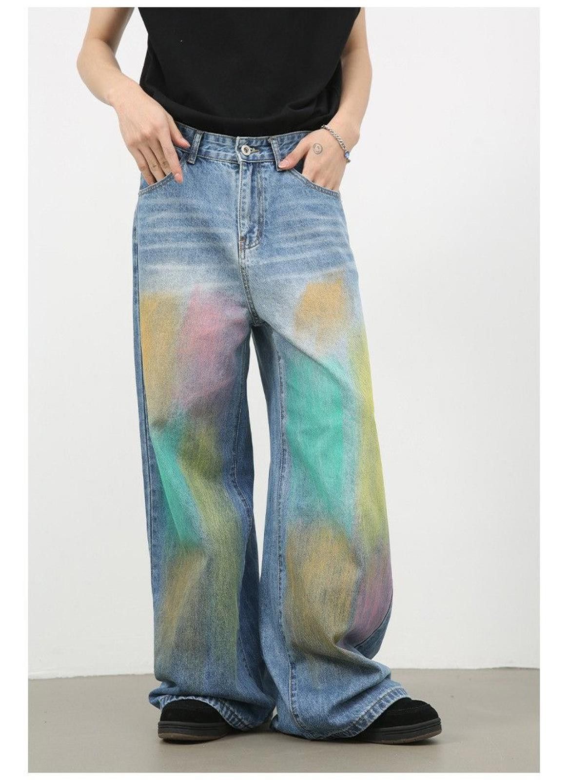 Japanese Brand Baggy Paint Splatter Denim Jeans Size US 30 / EU 46 - 7 Thumbnail