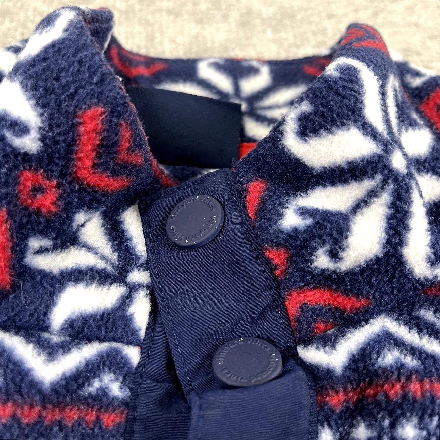 Vineyard Vines VINEYARD VINES Sweater Women XS Blue White Fleece Fair Isle Nordic Snap Pullover Size XS / US 0-2 / IT 36-38 - 3 Thumbnail