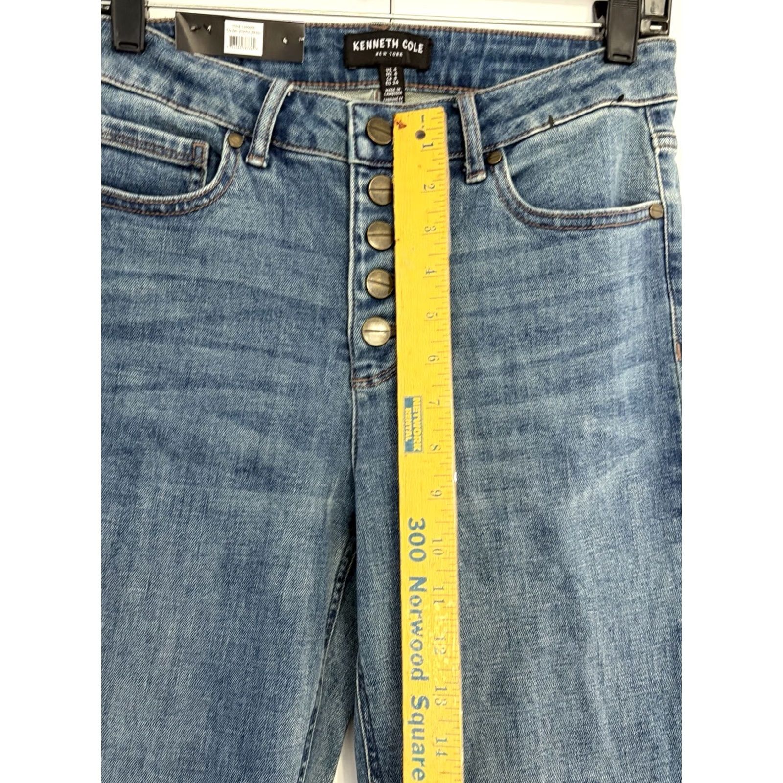 Kenneth Cole Kenneth Cole Jeans Womens Blue Button Fly Mid Rise Raw Hem Straight size 6/27 Size 28" / US 6 / IT 42 - 3 Thumbnail