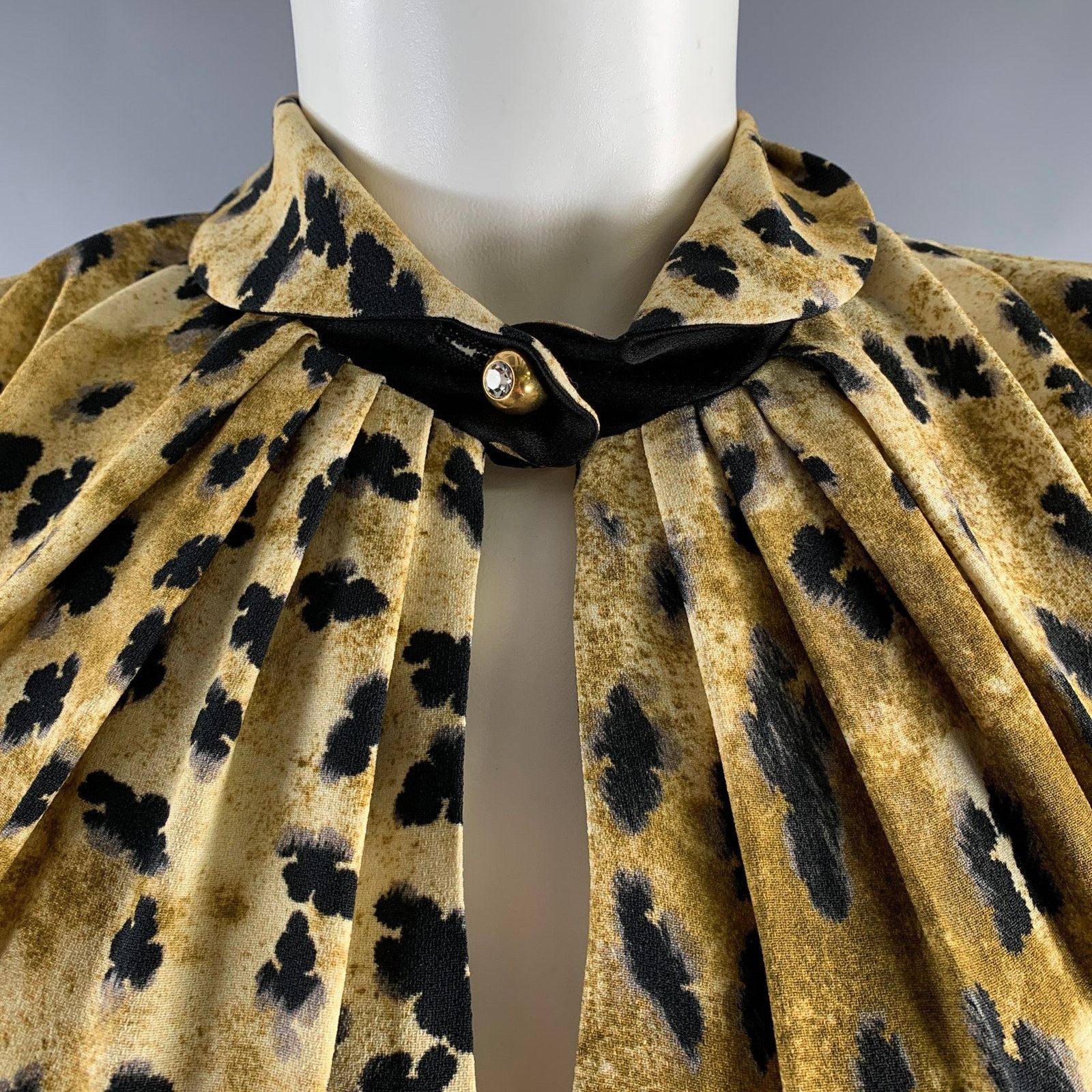 Prada PRADA Beige Black Viscose Abstract Drape-shoulder Long Dress Size M / US 6-8 / IT 42-44 - 2 Thumbnail