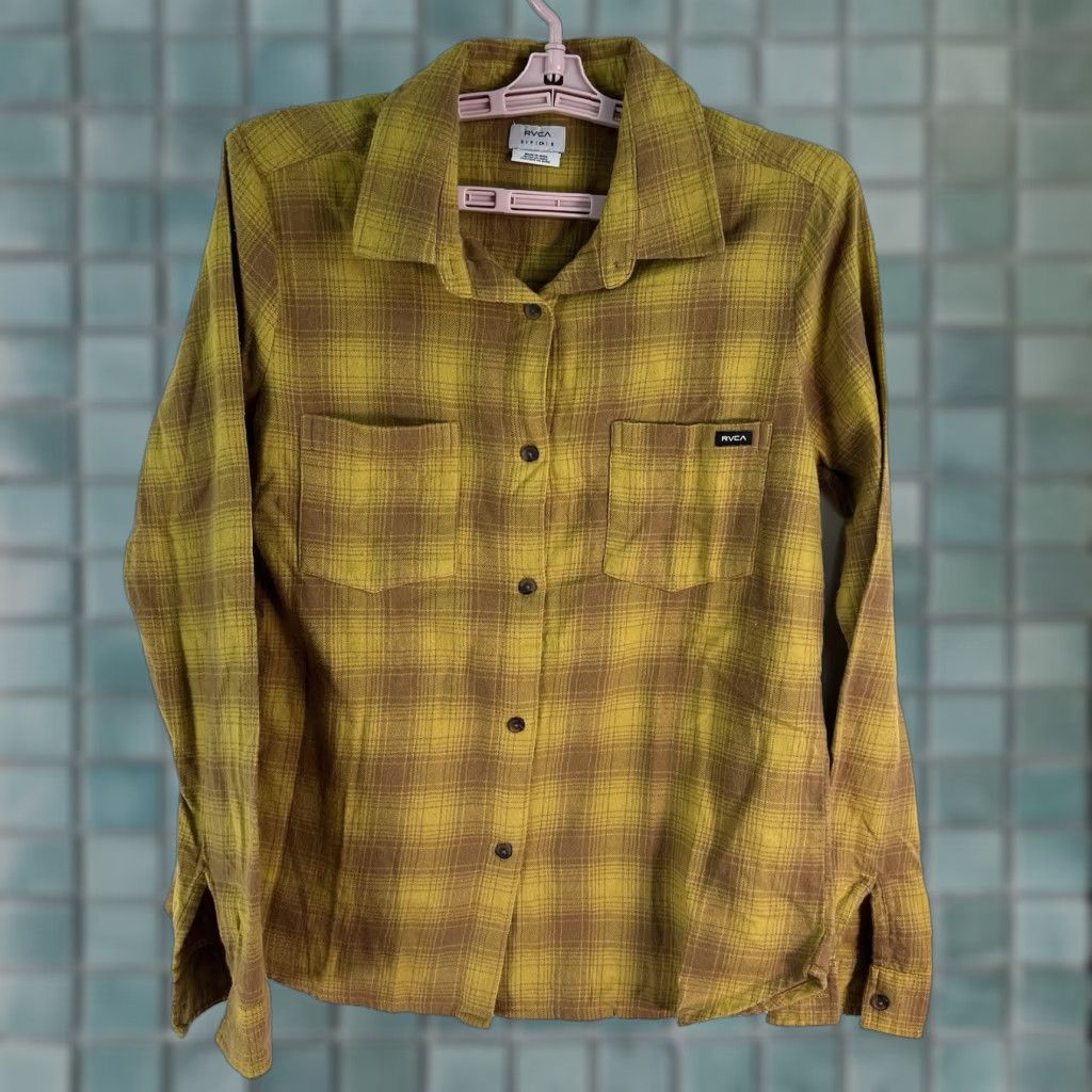 RVCA RVCA Plaid Flannel Button-Up Shirt Women’s S Yellow NWT Size S / US 4 / IT 40 - 1 Thumbnail