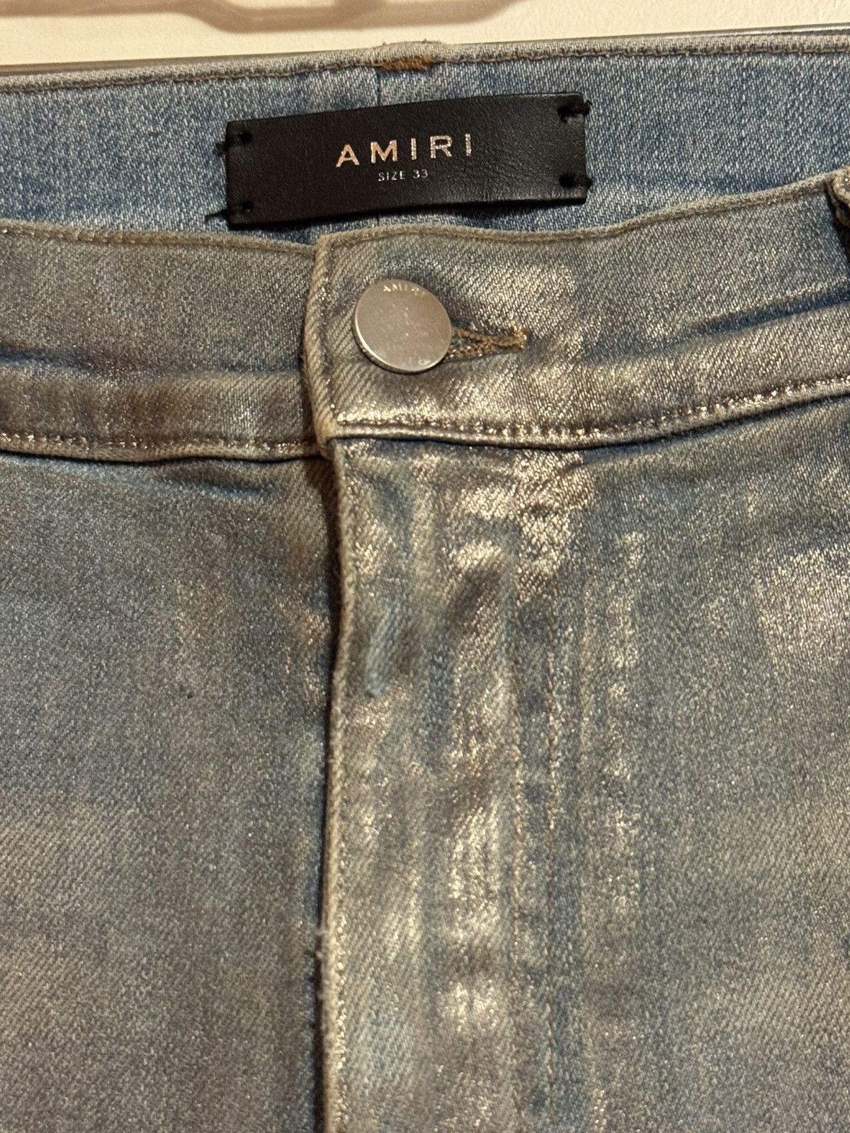 Amiri Amiri MX1 'Shotgun' slim fit foil finish denim jeans Size 33 Size US 33 - 5 Thumbnail