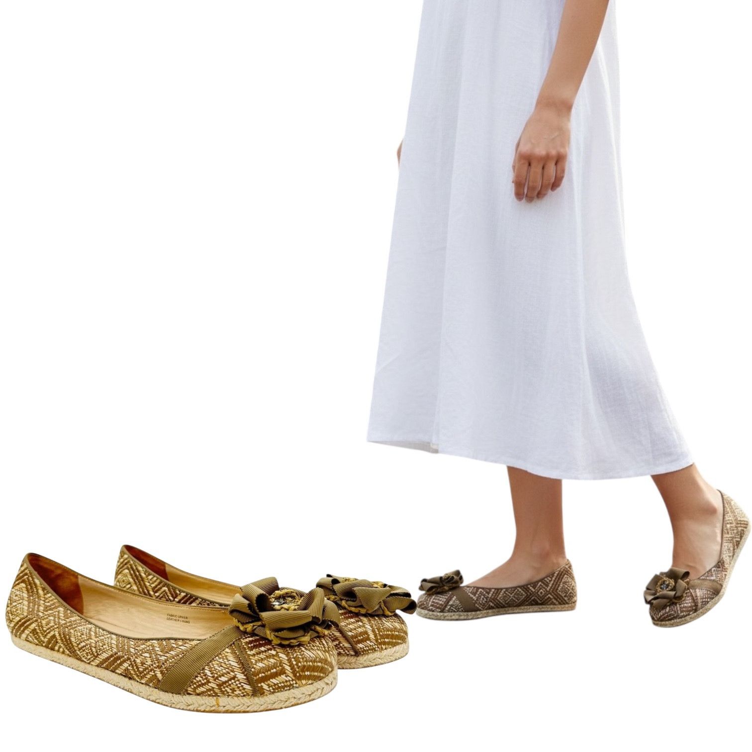 Vera Wang NEW Vera Wang Lavender Eri Basketweave Flats Leather Beige Size US 9.5 / IT 39.5 - 1 Thumbnail