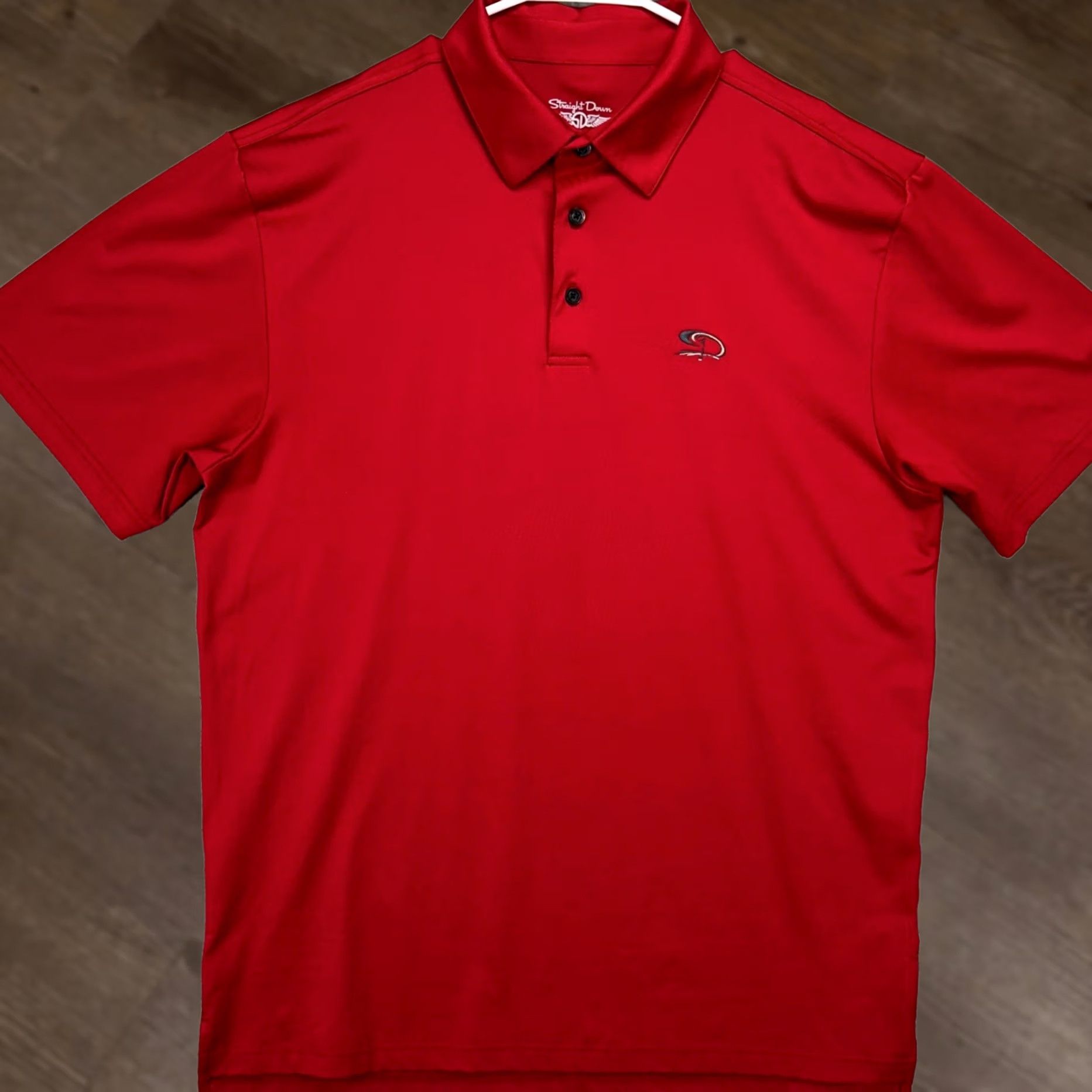 Vintage Straight Down Polo Shirt Mens Large Red Short Sleeve Golf Rugby Athletic Breathable Collared Commoditize? Size US L / EU 52-54 / 3 - 1 Thumbnail