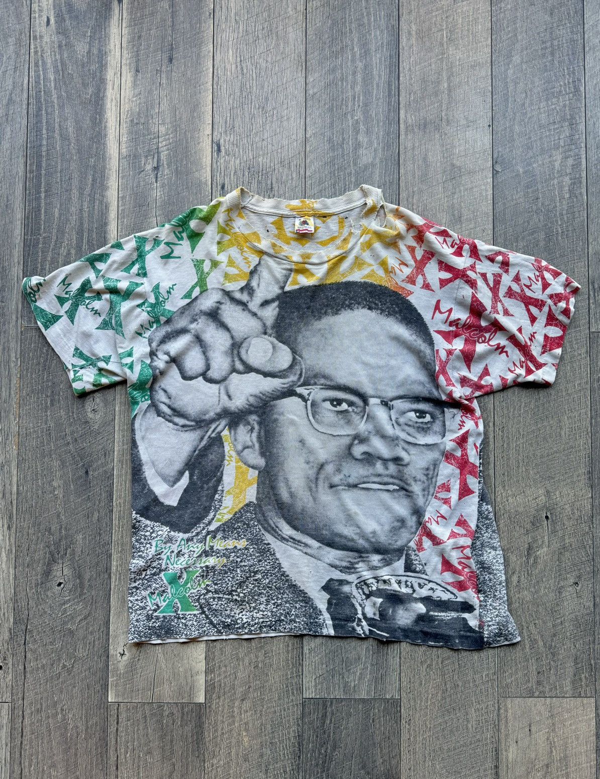 Vintage Vintage 90s Malcom X All over print Tee - XL Size US XL / EU 56 / 4 - 1 Thumbnail