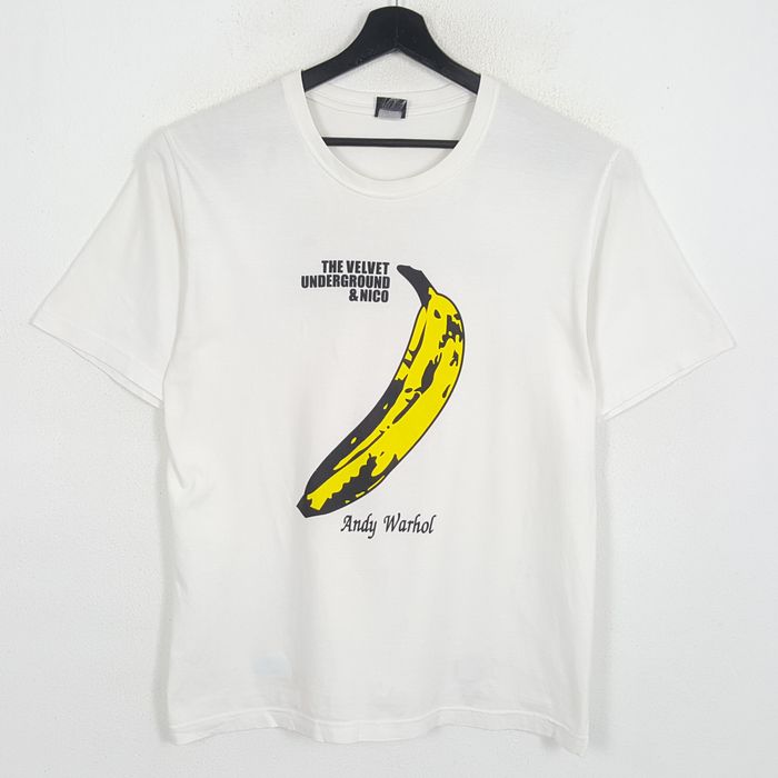 The Velvet Underground/Lou Reed and NICO Andy Warhol Banana Peel HERE T Shirt with cd Artwork - Mens/Unisex Band Tee in Black (XL