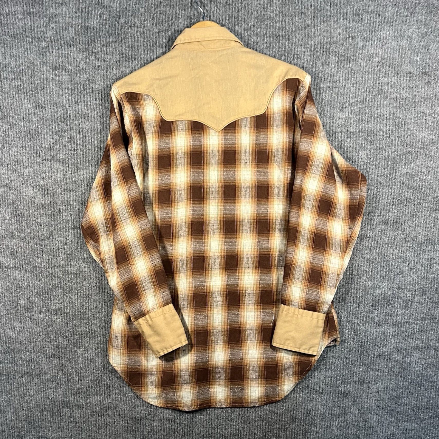 Sears VINTAGE Sears Western Wear Shirt Mens Medium Brown Plaid Pearl Snap 70s Cowboy Size US M / EU 48-50 / 2 - 4 Thumbnail