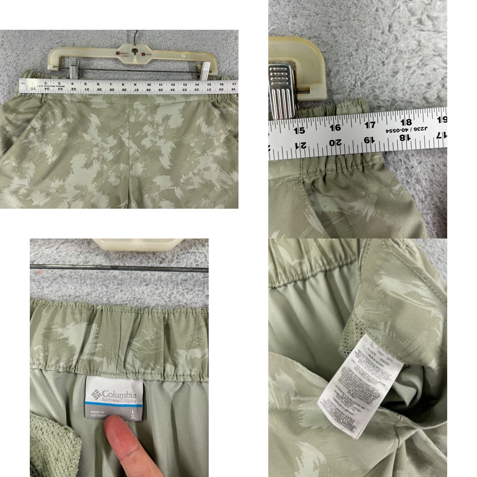 Vintage Columbia Shorts Womens Cargo 5-Pocket Elastic Waist Camouflage Green Polyester Blend Mulitple Inseam 4in Regular Large 36" Waist 36x4 Size 36" / US 14 / IT 50 - 8 Thumbnail