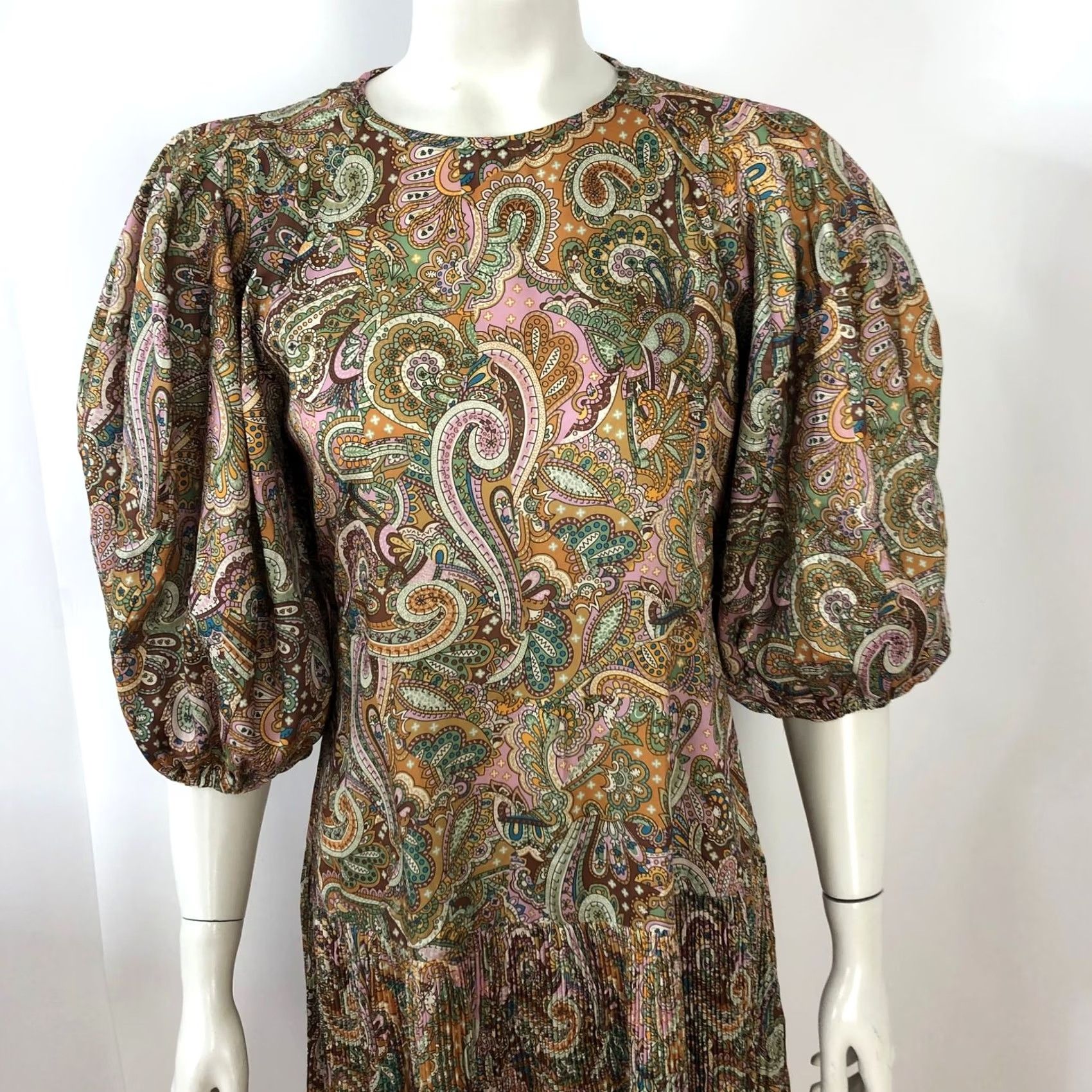 Vintage VINTAGE Current Air XS Paisley BOHO Festival Bishop Sleeve Ruffled 49 Inch Dress MINT Size XS / US 0-2 / IT 36-38 - 2 Thumbnail