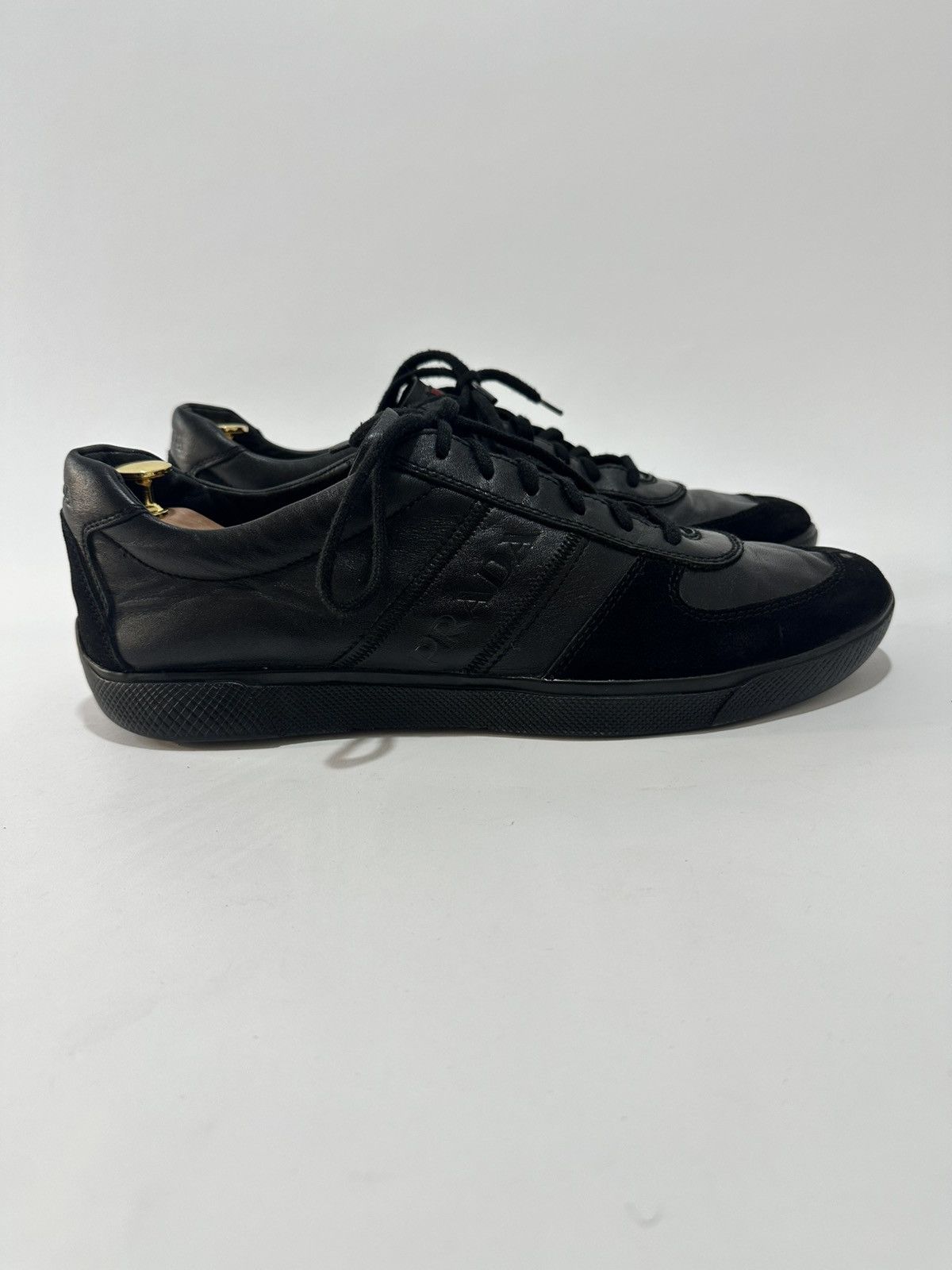 Prada Prada Sport Black Leather and Leather Low Top Sneakers Size US 11 / EU 44 - 3 Thumbnail