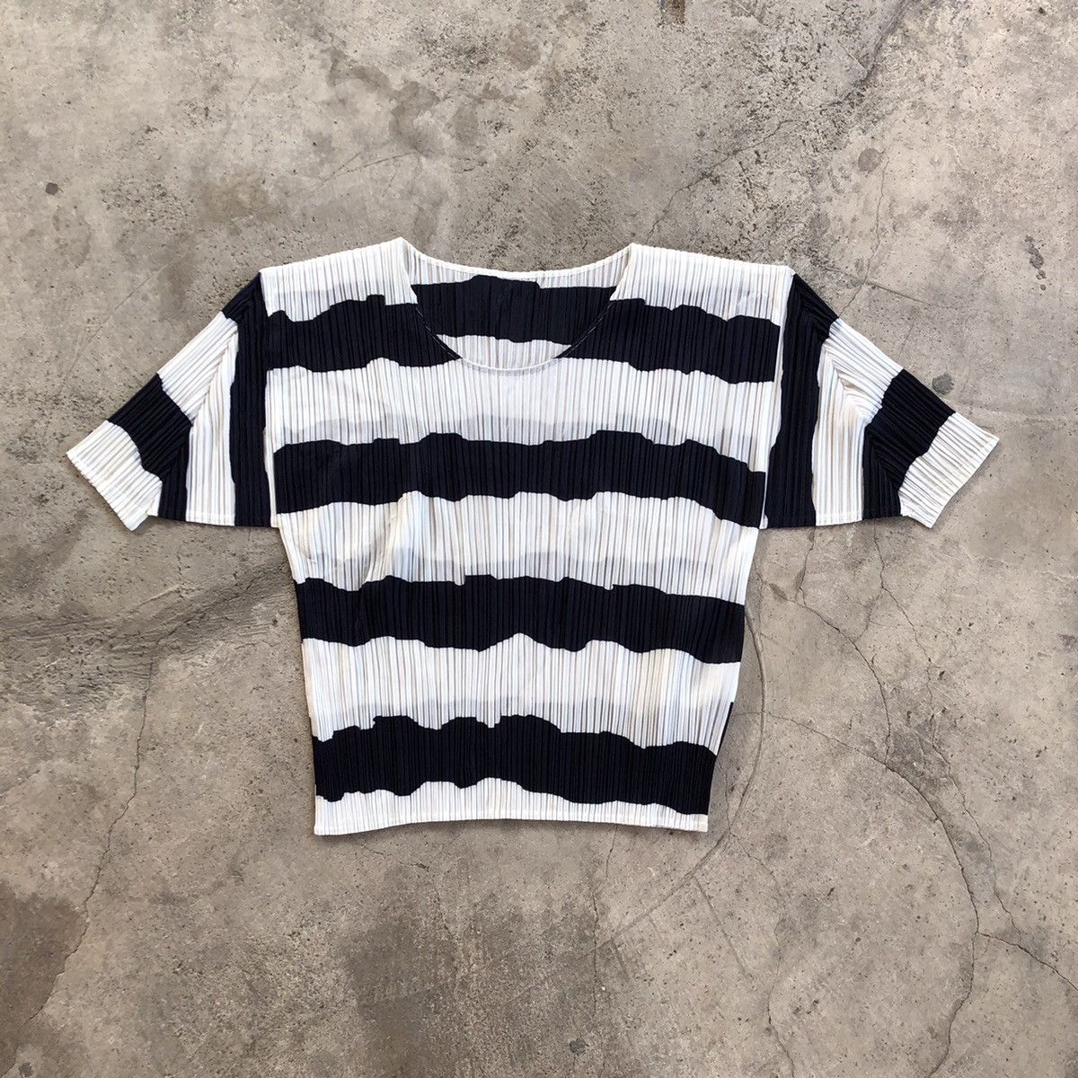 image of Homme Plisse Issey Miyake x Issey Miyake Pleats Please By Issey Miyake Black White Stripe Top, Wome