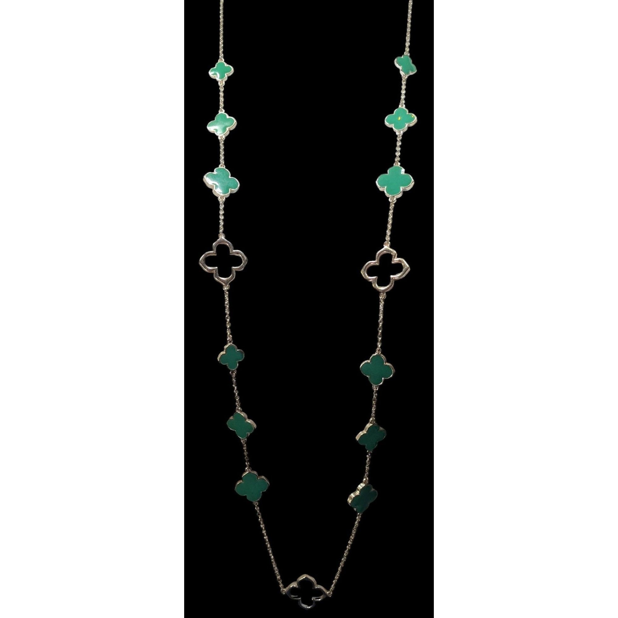 Other Fairycore Floral Green And Silver Tone Opera Necklace Size ONE SIZE - 2 Thumbnail