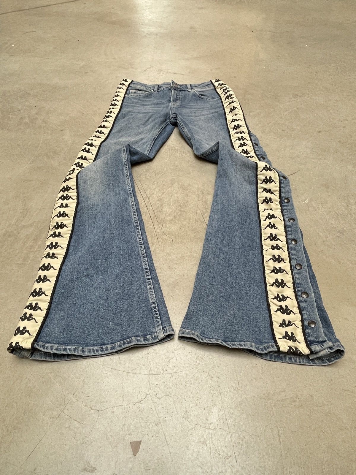 Kappa 🔥 Kappa Side Tape Snap Jeans Y2K Flare Bootcut S Size 30" / US 8 / IT 44 - 8 Thumbnail