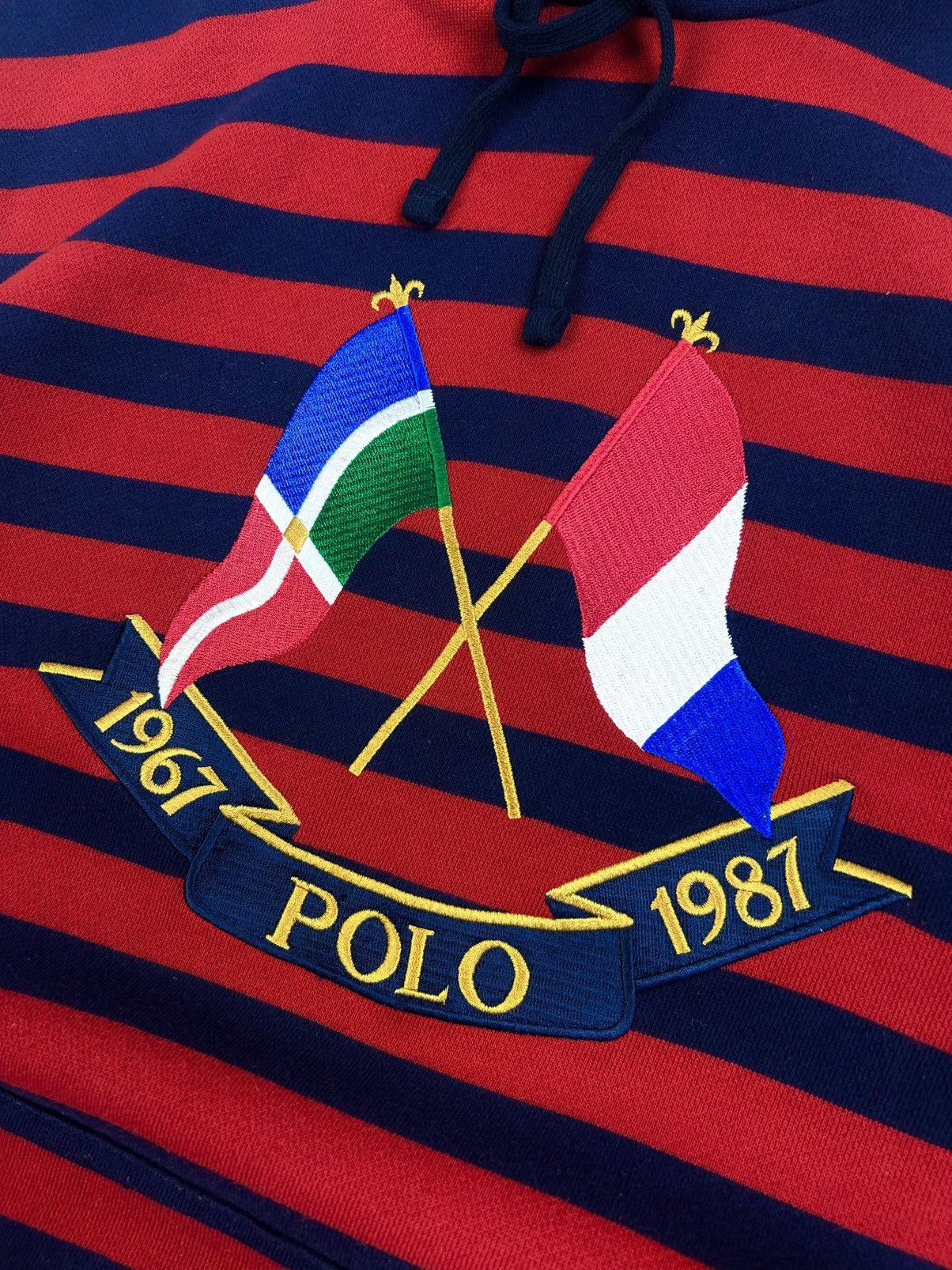 Polo Ralph Lauren rare Polo Ralph Lauren Cross Flags Striped Hoodie Vintage M Size US M / EU 48-50 / 2 - 5 Thumbnail
