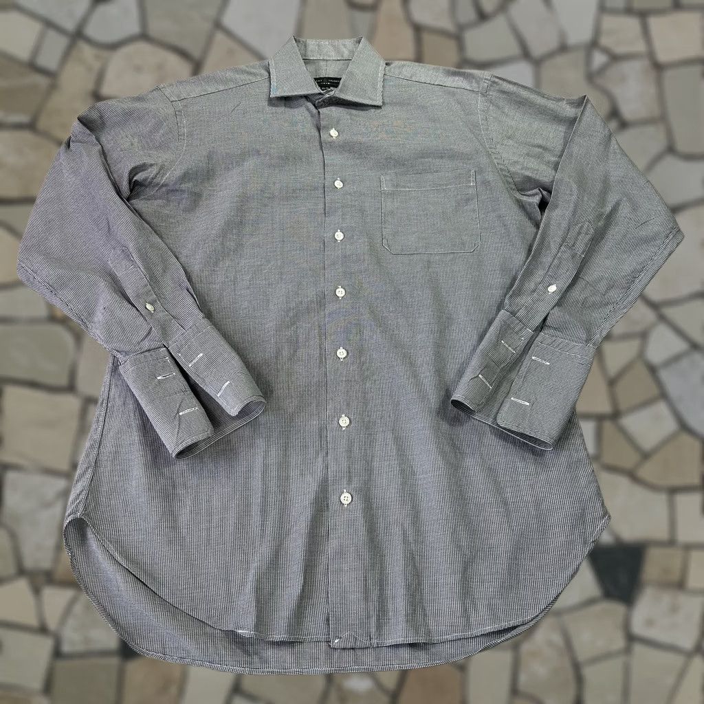 Robert Talbott Robert Talbott Shirt Mens 15.5 32/33 Gray Houndstooth Trim Fit French Cuff Dress Shirt Size US L / EU 52-54 / 3 - 1 Thumbnail