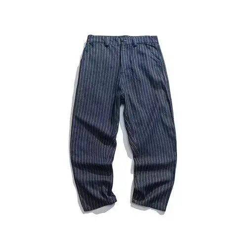 Japanese Brand 20AW Indigo Union Japan Denim Striped Relaxed Fit Pants Size US 32 / EU 48 - 1 Thumbnail