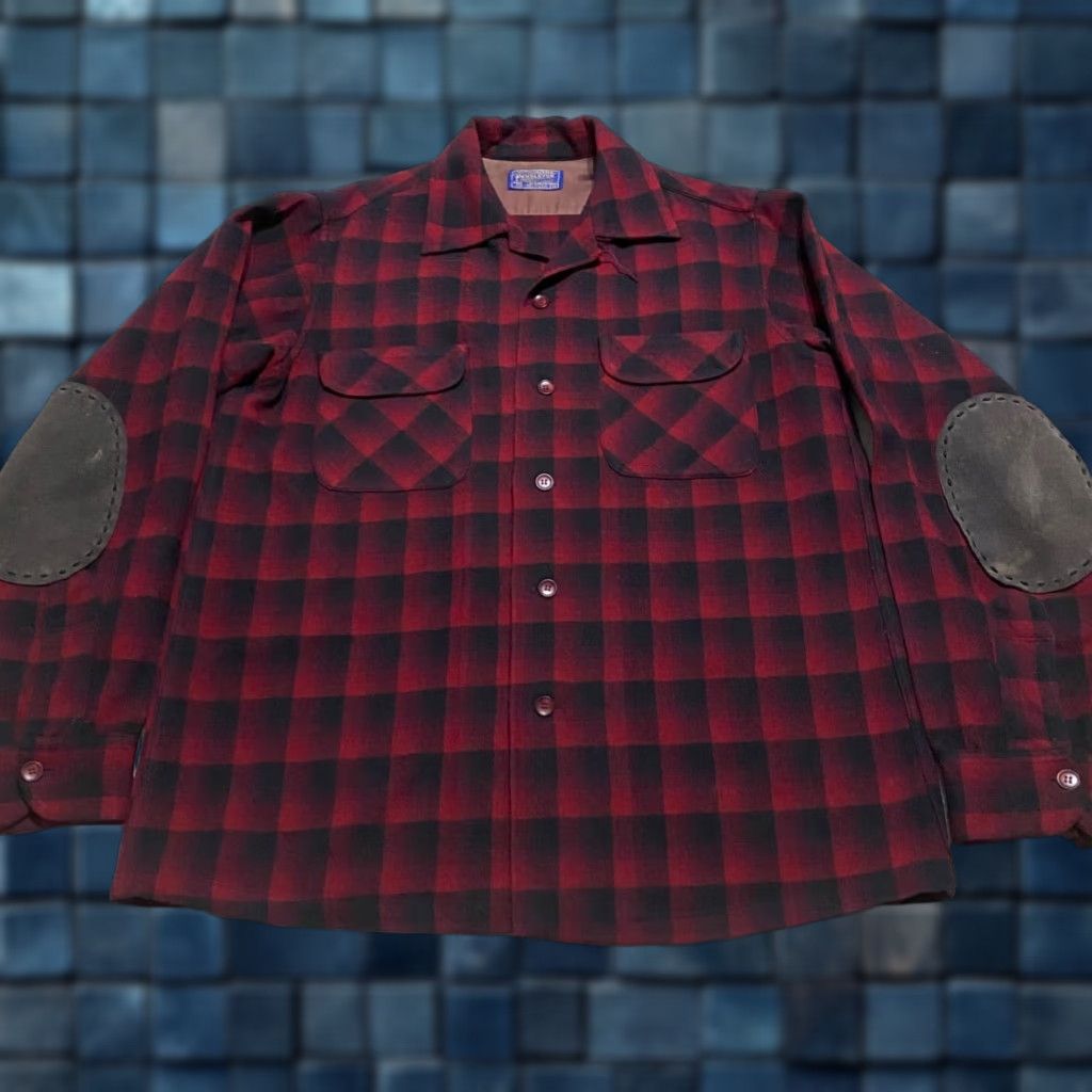Pendleton Board Shirt Mens M Red Plaid Wool Button-Up Shirt with Pockets