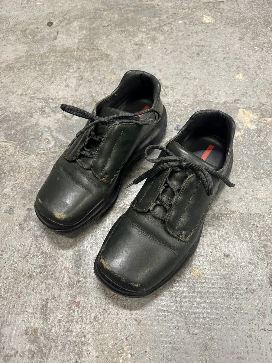 Prada SS1999 Prada Faded Forest Green Leather Vibram Shoes Size US 8 / EU 41 - 3 Thumbnail
