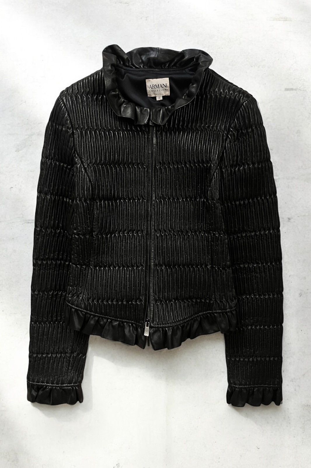 Armani Collezioni AW2002 Armani Collezioni Black Radiant Leather Jacket Size XS / US 0-2 / IT 36-38 - 1 Thumbnail