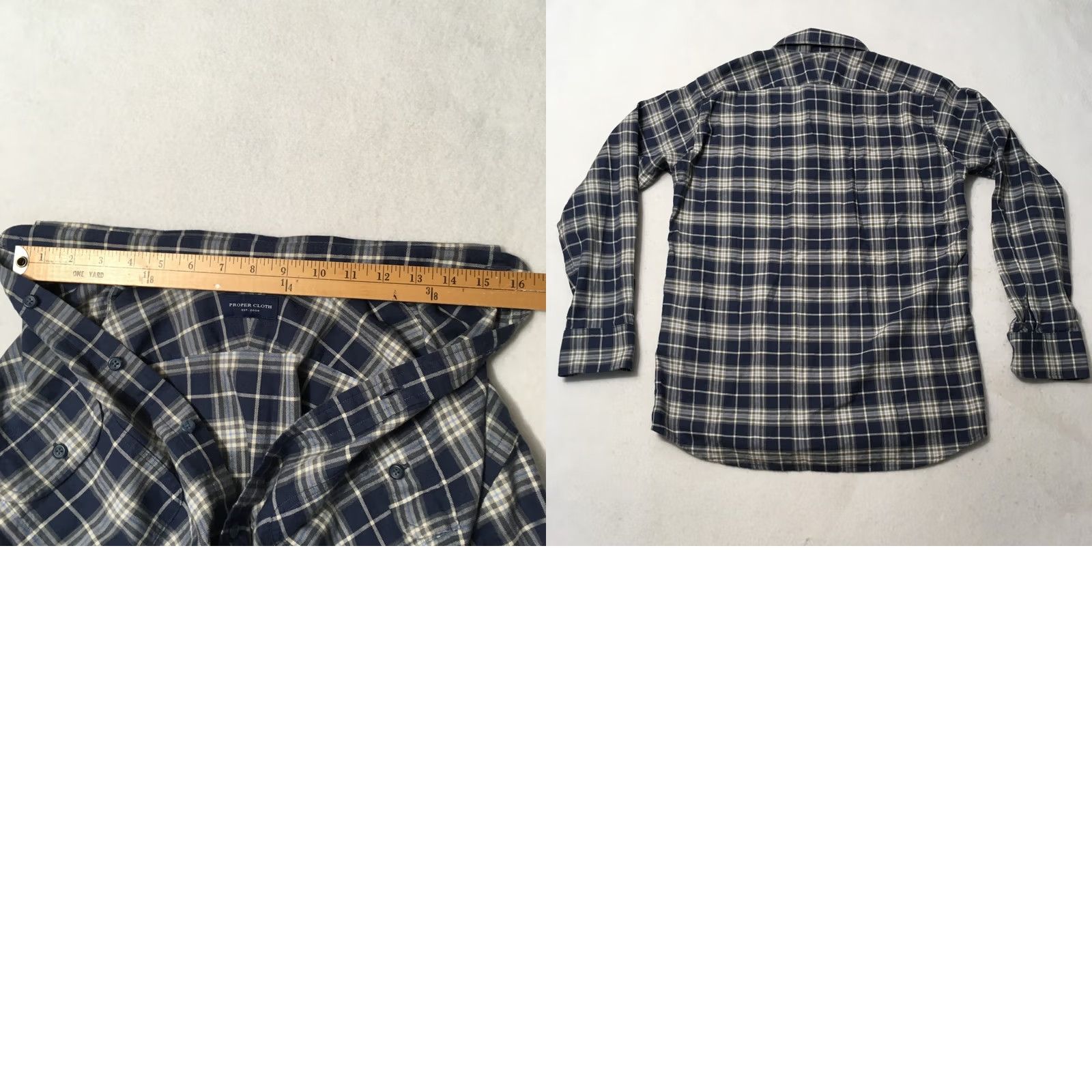 Proper Cloth Proper Cloth Shirt Mens 15.5 31/32 Blue Plaid Button-up - Vintage Size US M / EU 48-50 / 2 - 8 Thumbnail