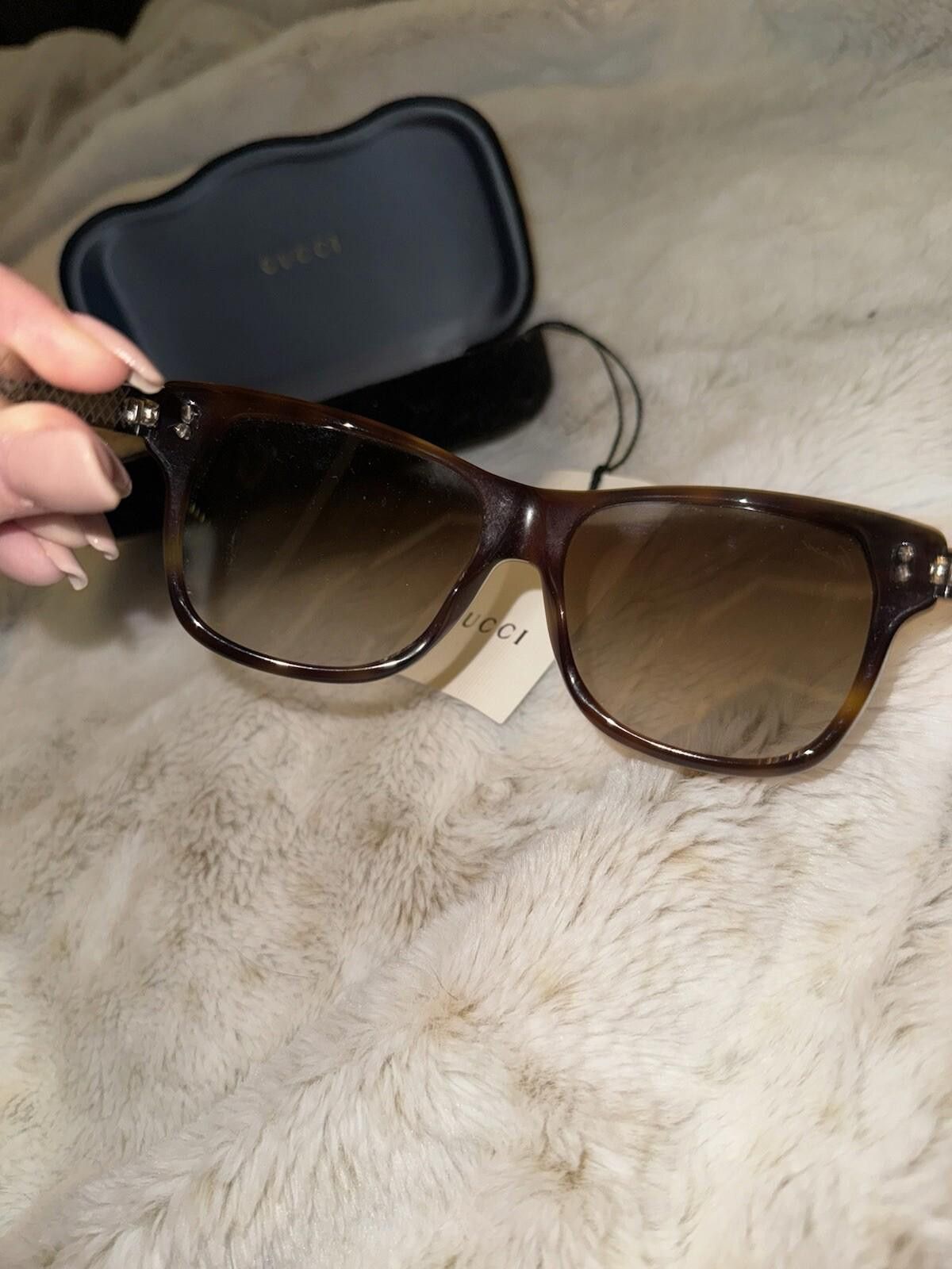 Gucci GUCCI Cristal Cat Sunglasses Brown Gradient & Silver w/ Case Size ONE SIZE - 6 Thumbnail