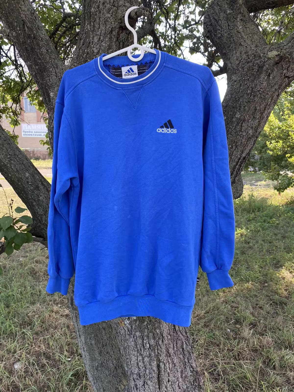 Pre-owned Adidas X Vintage Y2k Adidas Blue Sweatshirt Embroidered Logo Japan