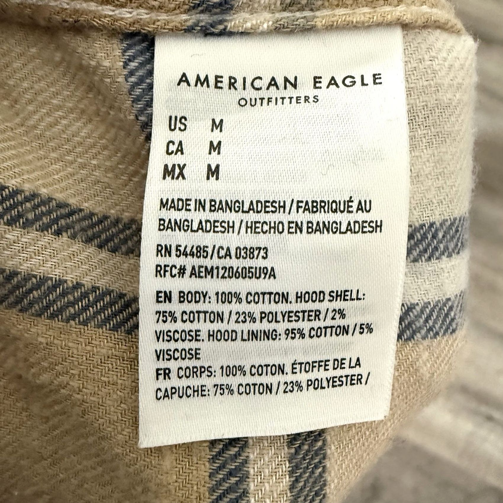 American Eagle Outfitters American Eagle Outfitters Hooded Flannel Shirt Mens M Plaid Removable Hood Super Soft Beige 2-in-1 Casual Cabin Core Size US M / EU 48-50 / 2 - 4 Thumbnail