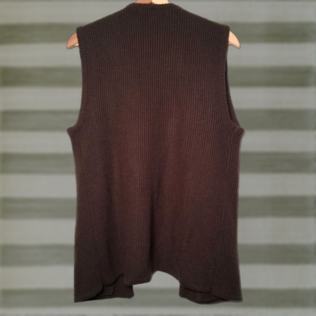 Vintage VINTAGE Curry Knits Sweater Vest Women M Brown Open Front Ribbed Knit Vest 80s Brown Open front Womens M Size M / US 6-8 / IT 42-44 - 1 Thumbnail