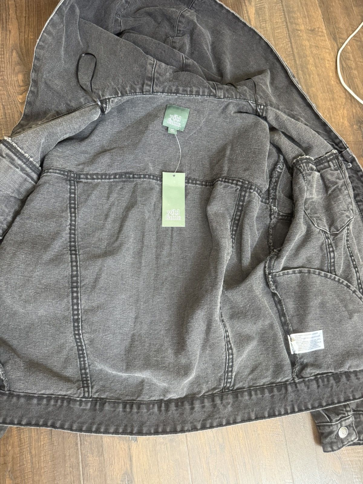 Other Wild Fable Black Stonewashed Denim Hooded Jacket Sz xxs Size XXS / US 00 / IT 34 - 8 Thumbnail