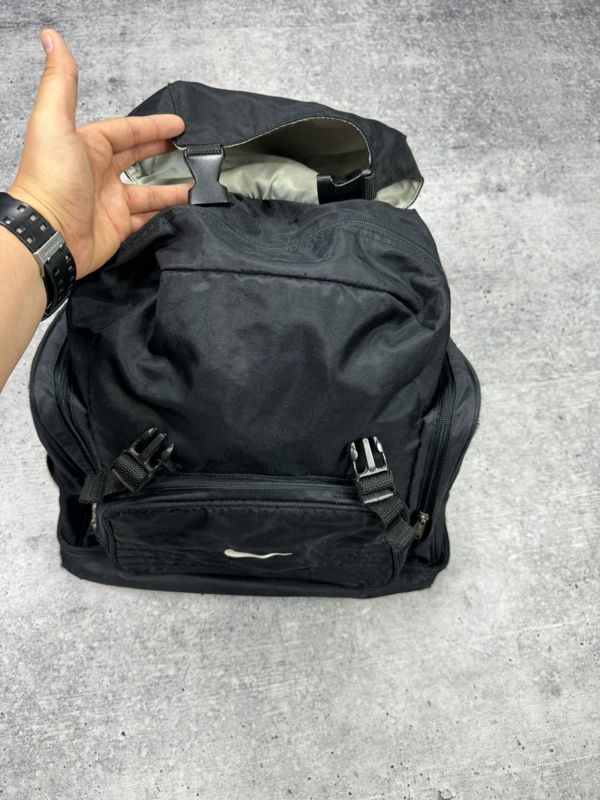 Vintage Nike 90's Y2K Swoosh Logo Drill Archive Backpack Bag