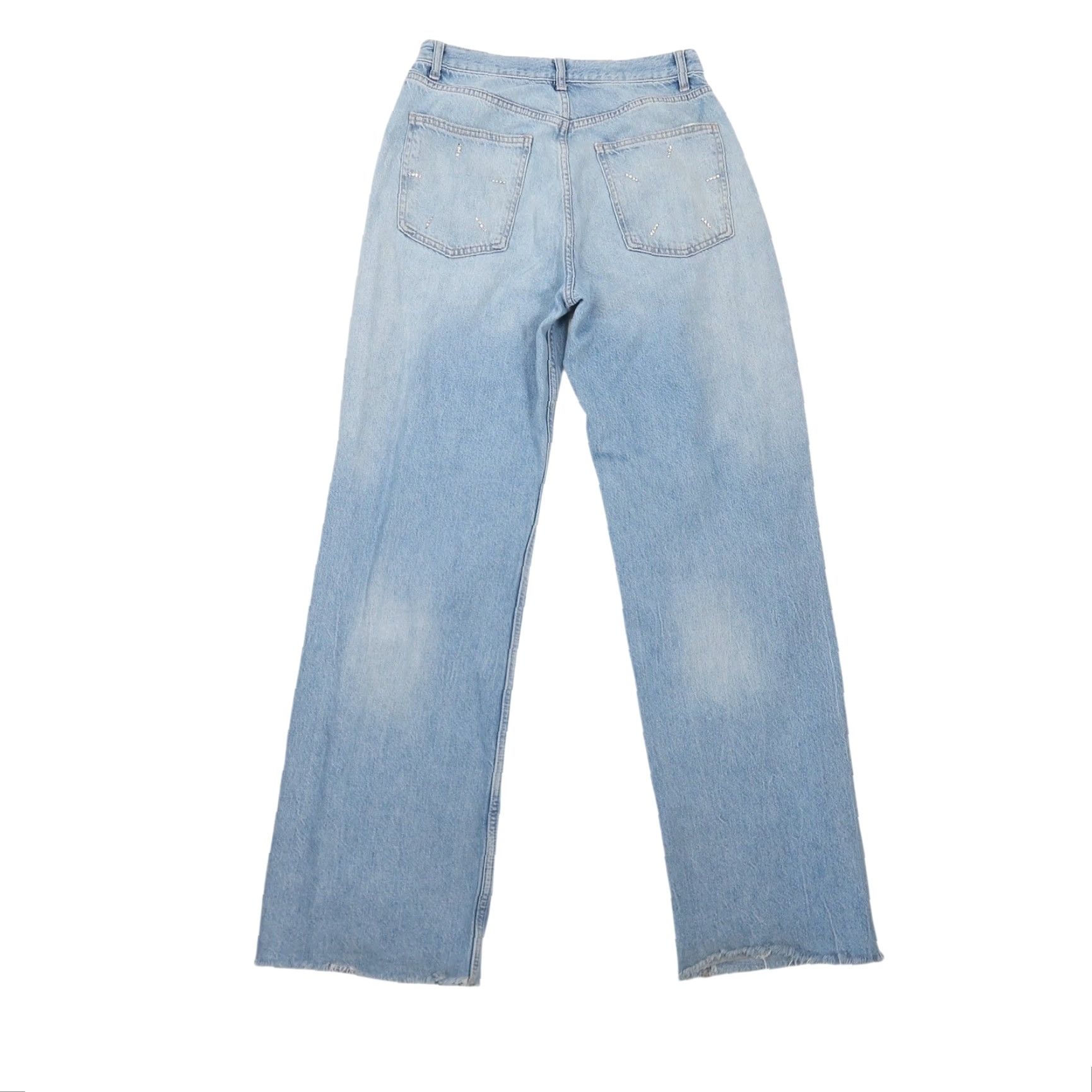 Zara Zara Light Wash Blue Denim Wide Leg Jeans Rhinestone Gems Size 8 Size 30" / US 8 / IT 44 - 3 Thumbnail