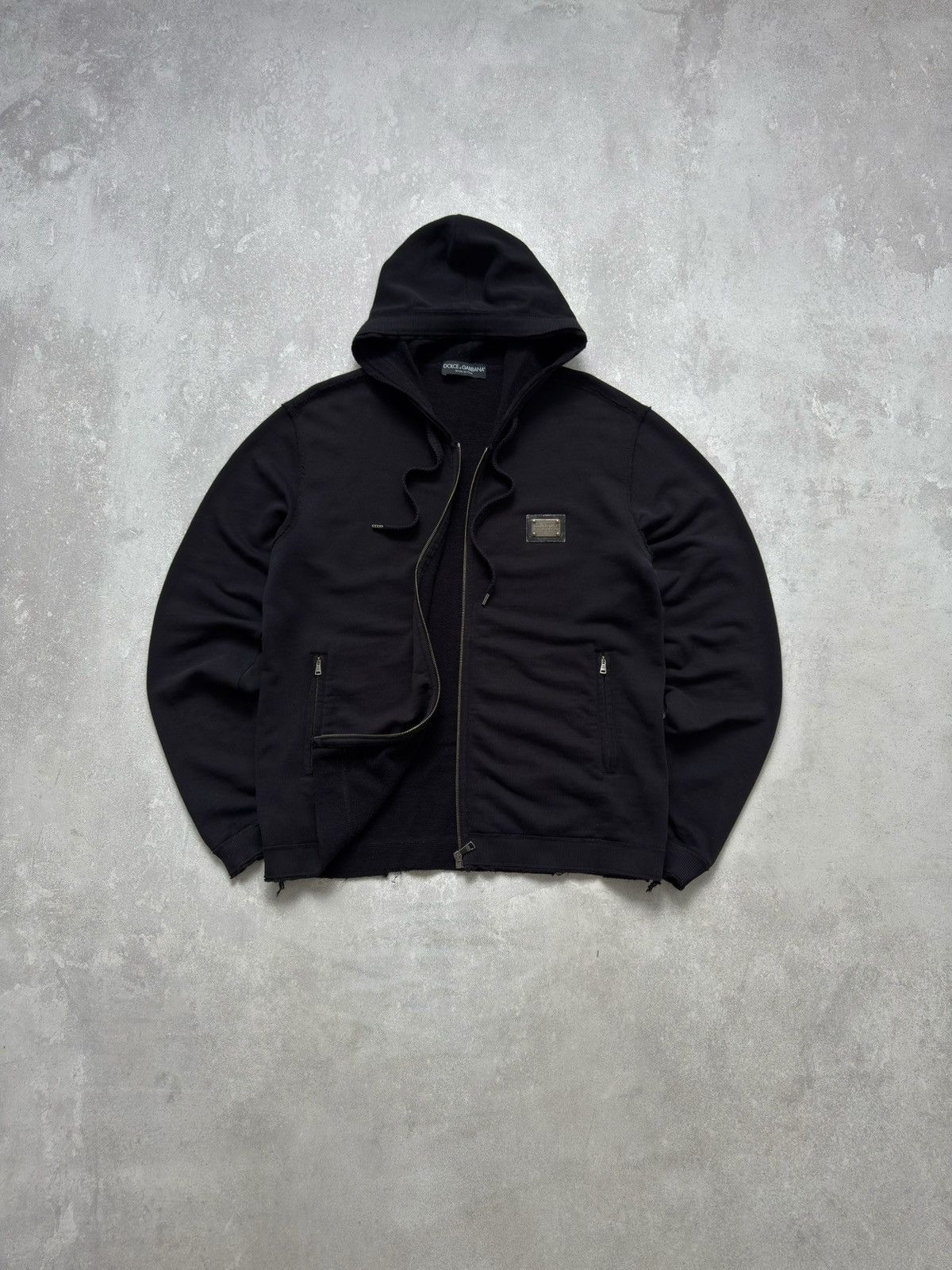Dolce & Gabbana Vintage Dolce & Gabbana Black Zip Hoodie Distressed Plaque Size US L / EU 52-54 / 3 - 1 Thumbnail