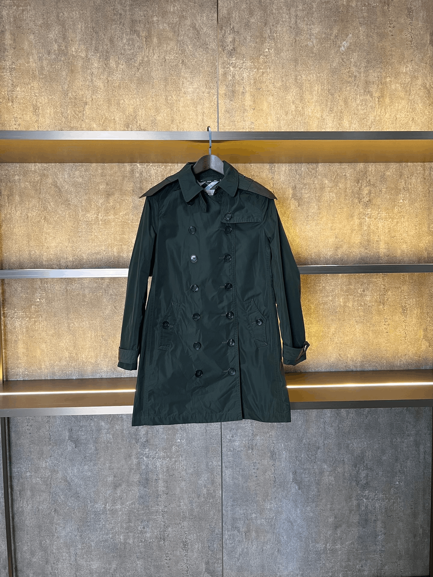 Burberry Burberry Green Check Coat Size S / US 4 / IT 40 - 1 Thumbnail