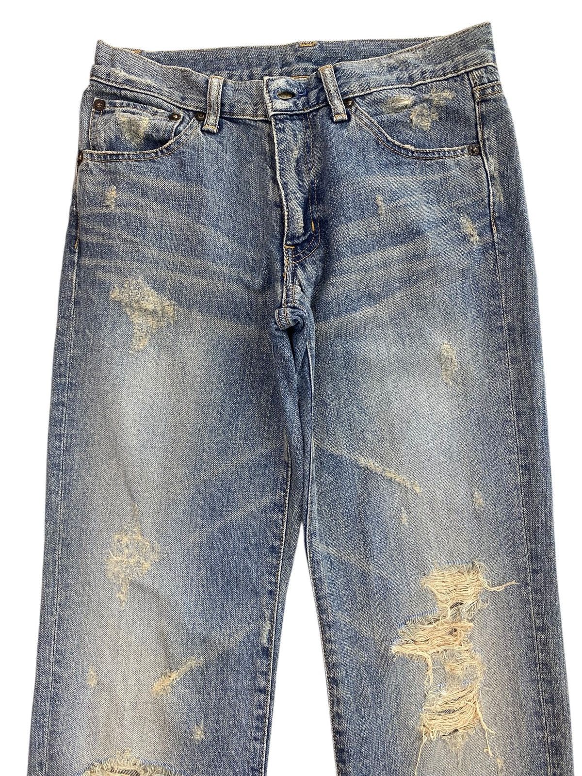 Japanese Brand Blue Way Brand Whiskers Faded Wash Style Distressed Jeans Size US 27 - 2 Thumbnail