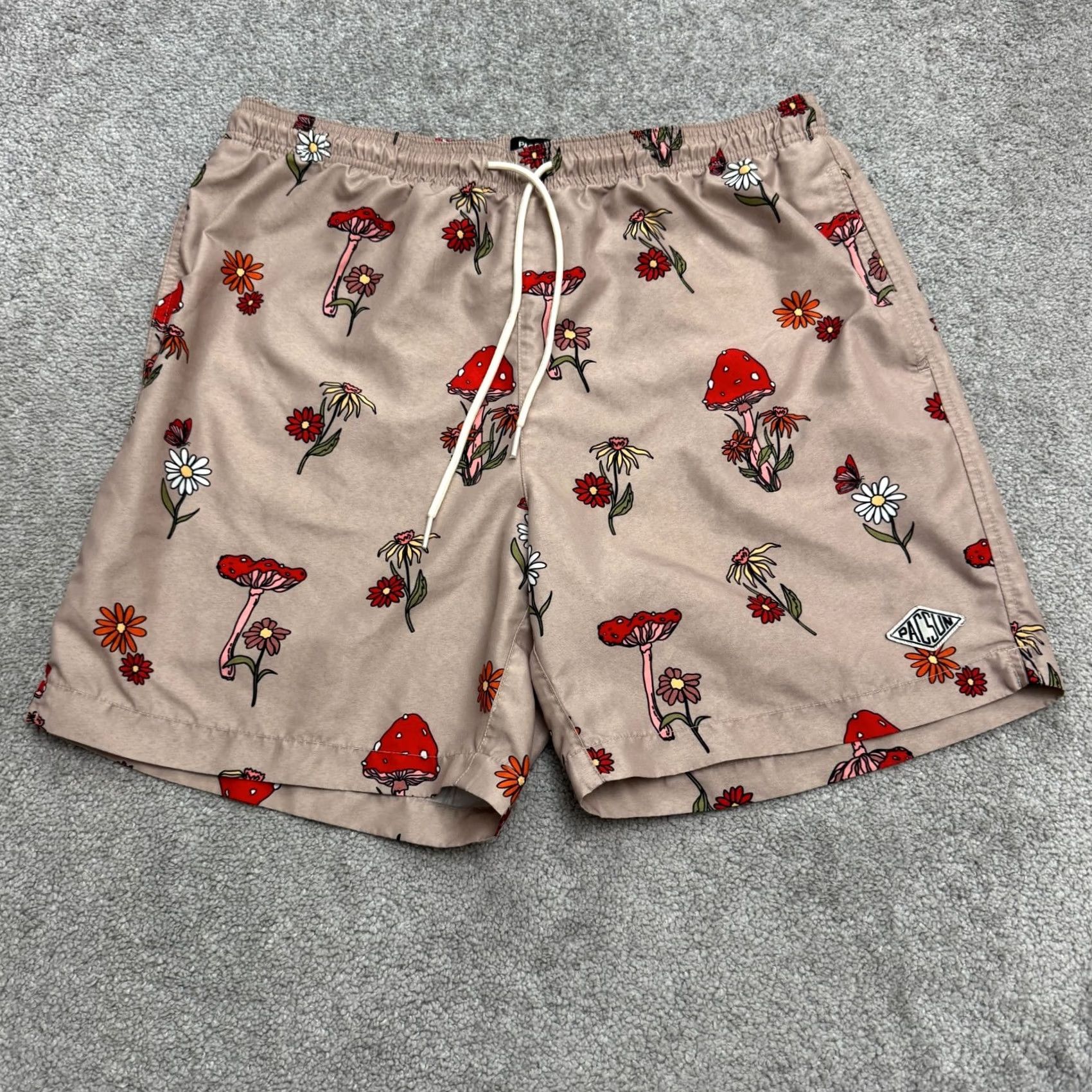 Pacsun Pacsun Mushroom Floral Swim Trunks Board Shorts Mens L Brown Beach Summer Size US 33 - 2 Thumbnail