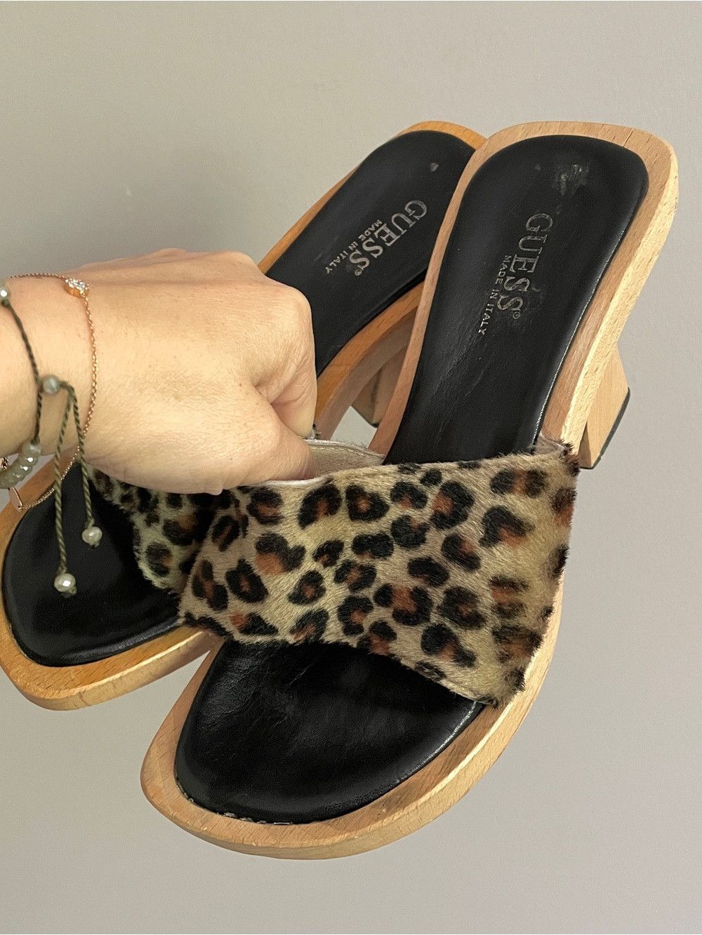 Guess Vintage 90s Guess Fuzzy Leopard Wood Mules - 36/6 🇮🇹 Size US 6 / IT 36 - 9 Thumbnail