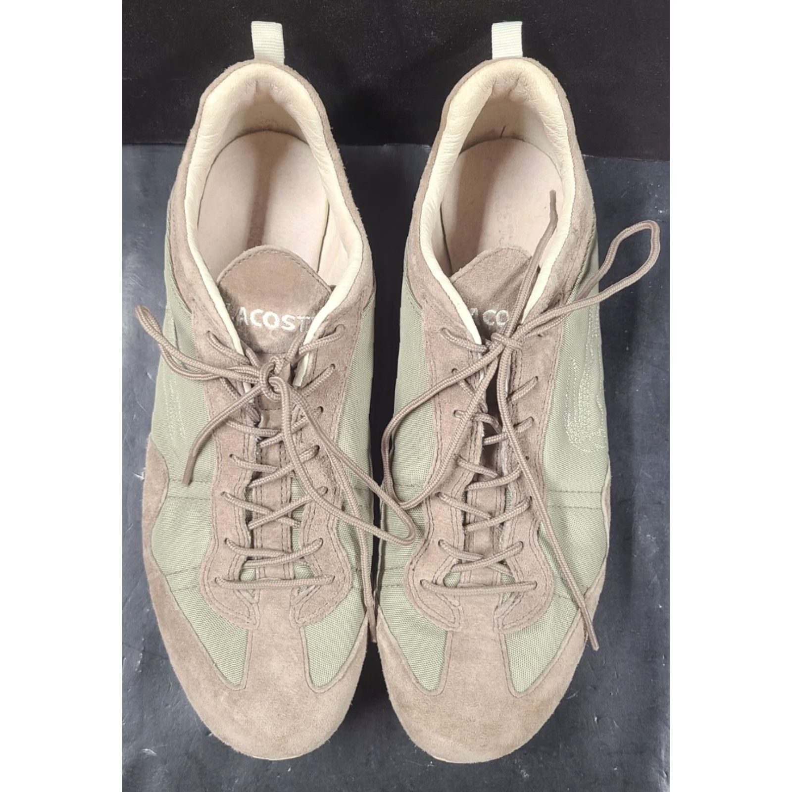 Lacoste VINTAGE Lacoste Raven Mix B61 Men’s Beige Sneaker Beige Leather Leather Lace Up Raven B61 90s Mens Sneakers Travel Activewear Casual Size US 10 / EU 43 - 4 Thumbnail